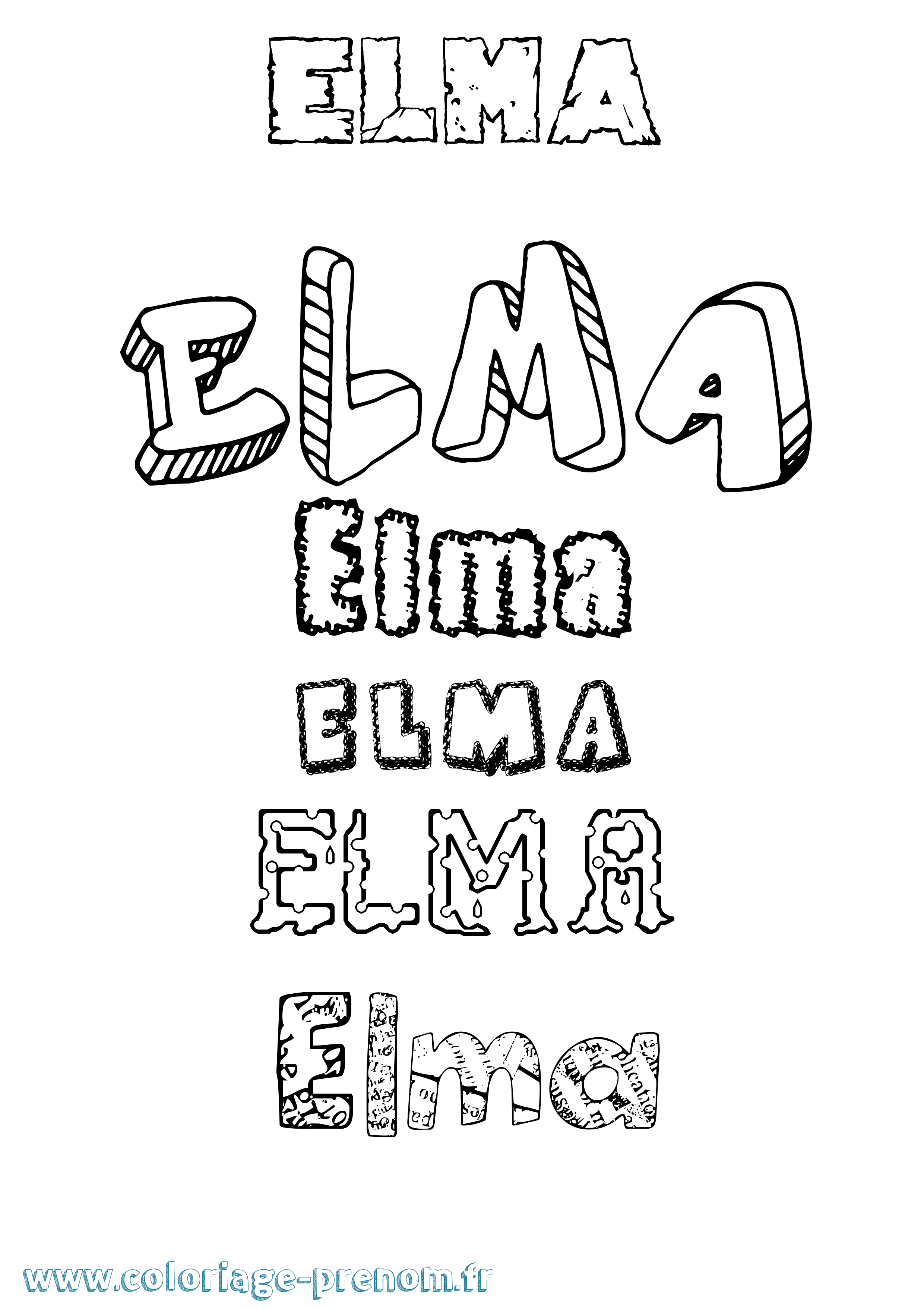 Coloriage prénom Elma Destructuré