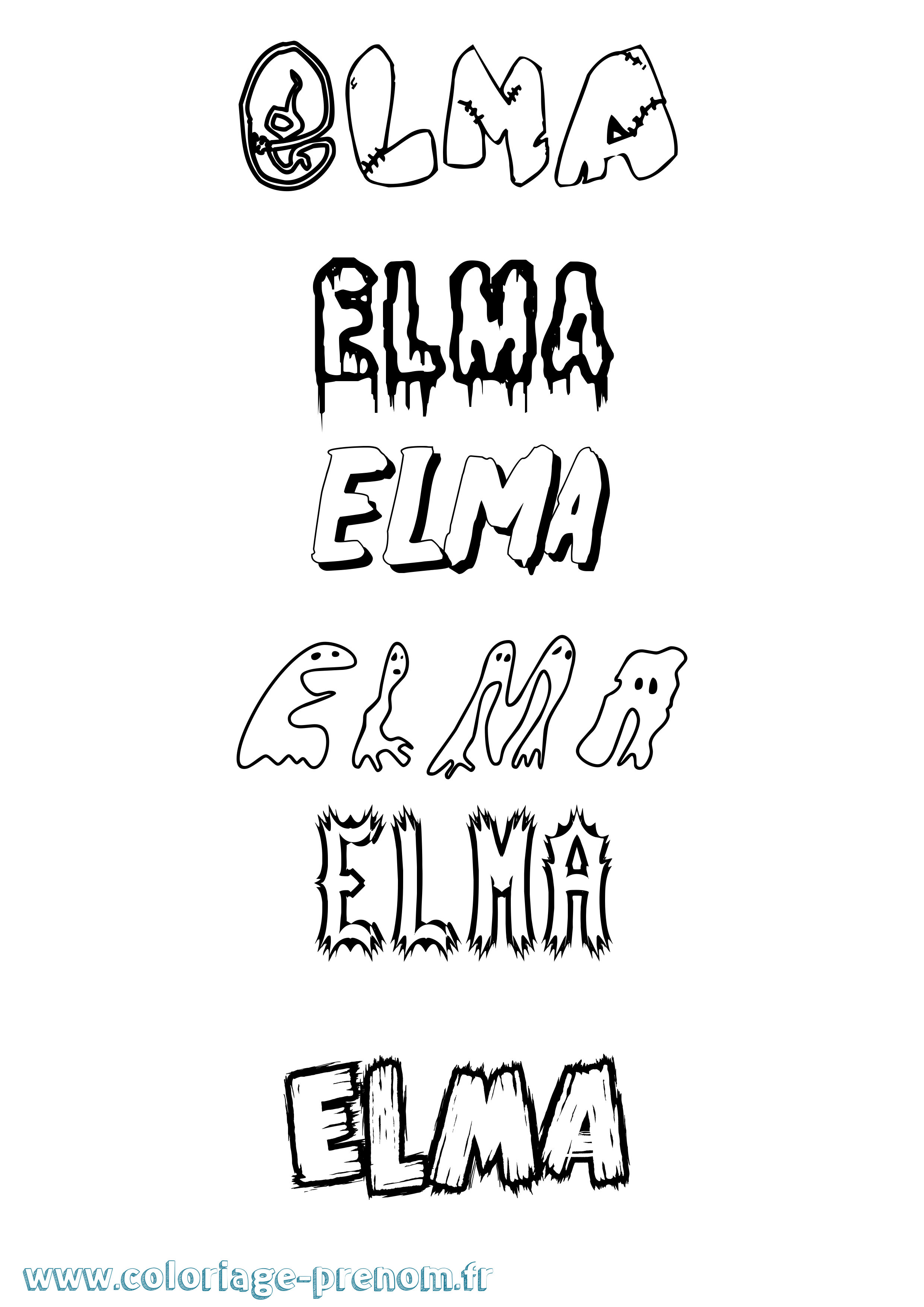 Coloriage prénom Elma Frisson