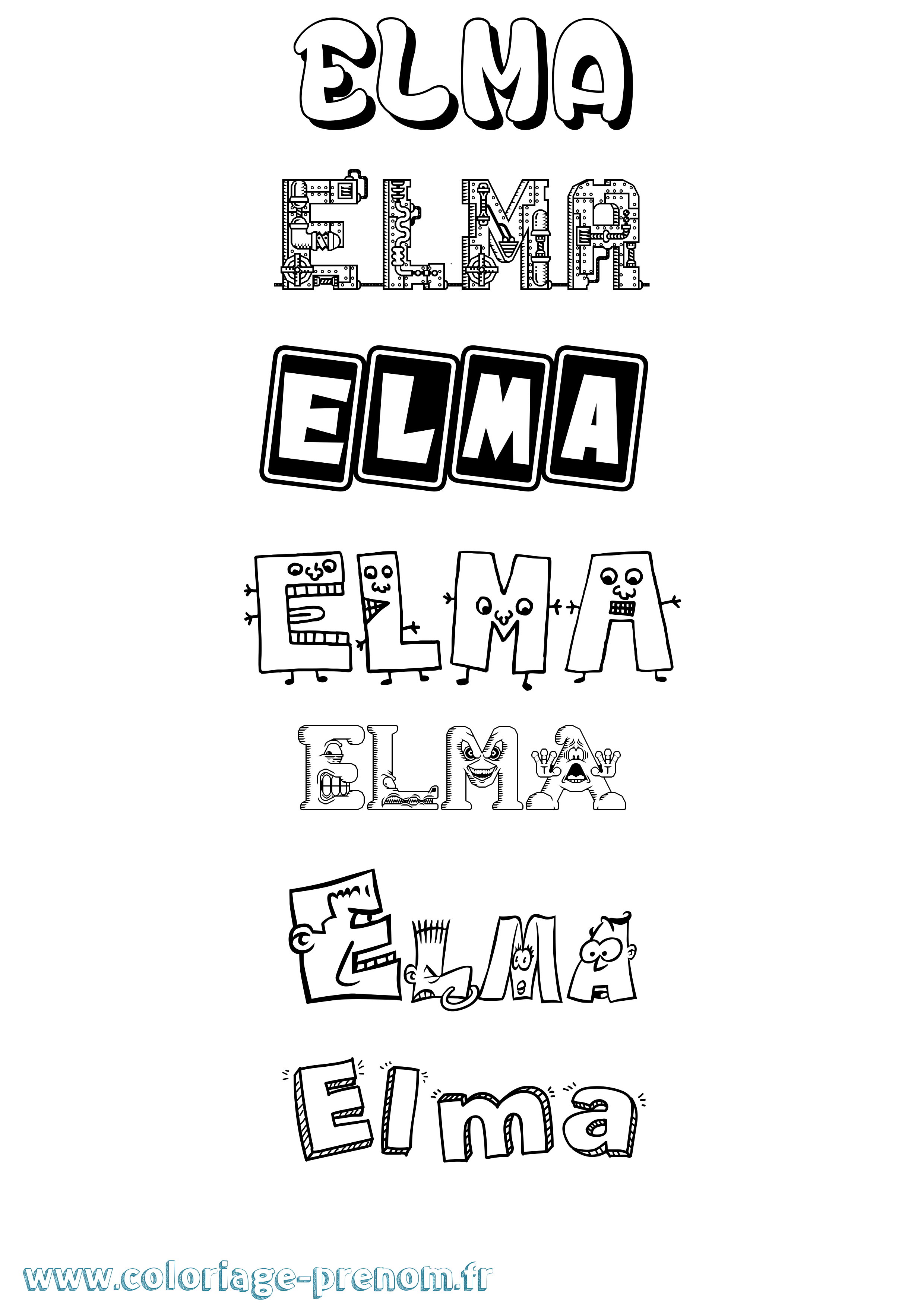 Coloriage prénom Elma Fun