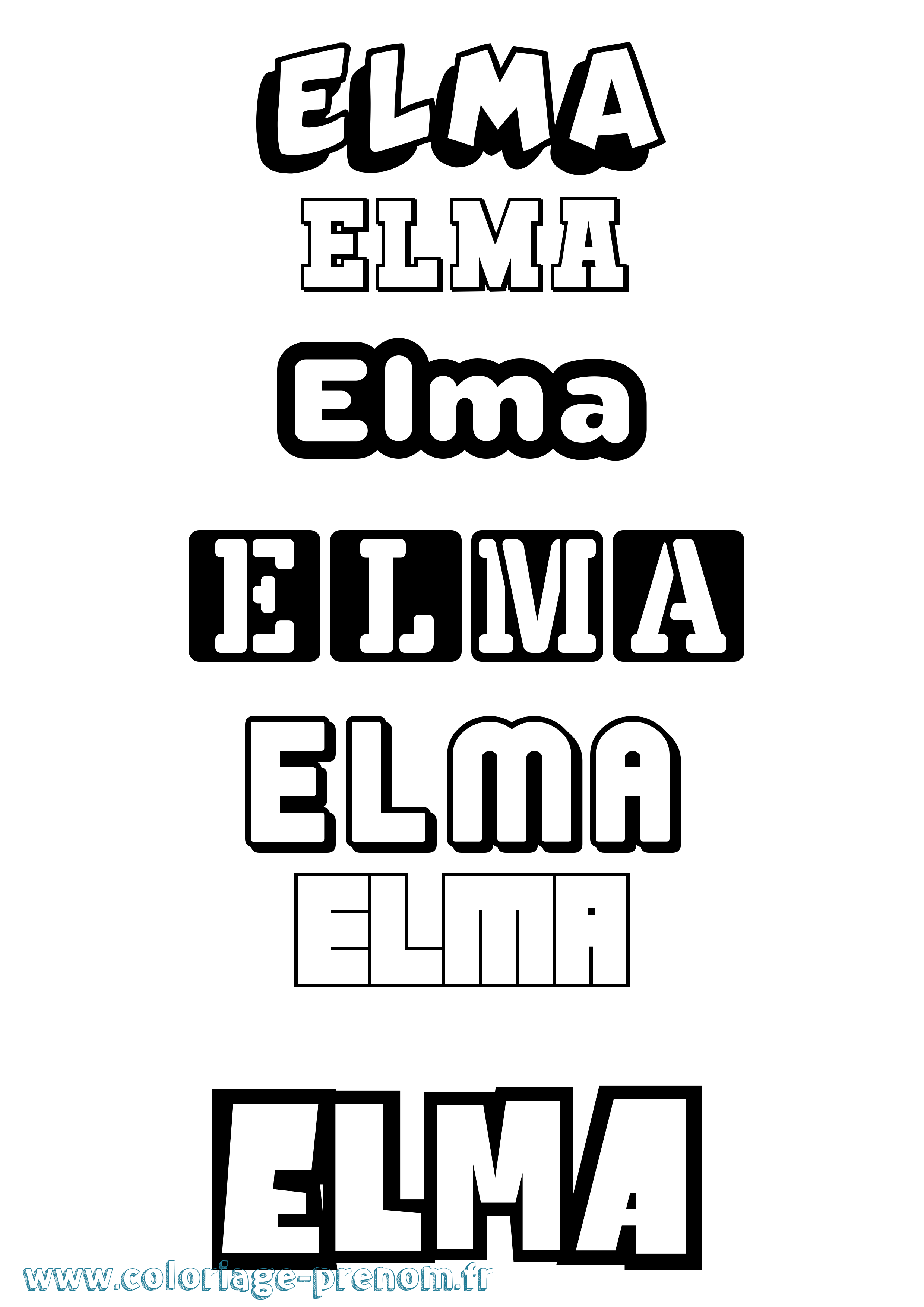 Coloriage prénom Elma Simple