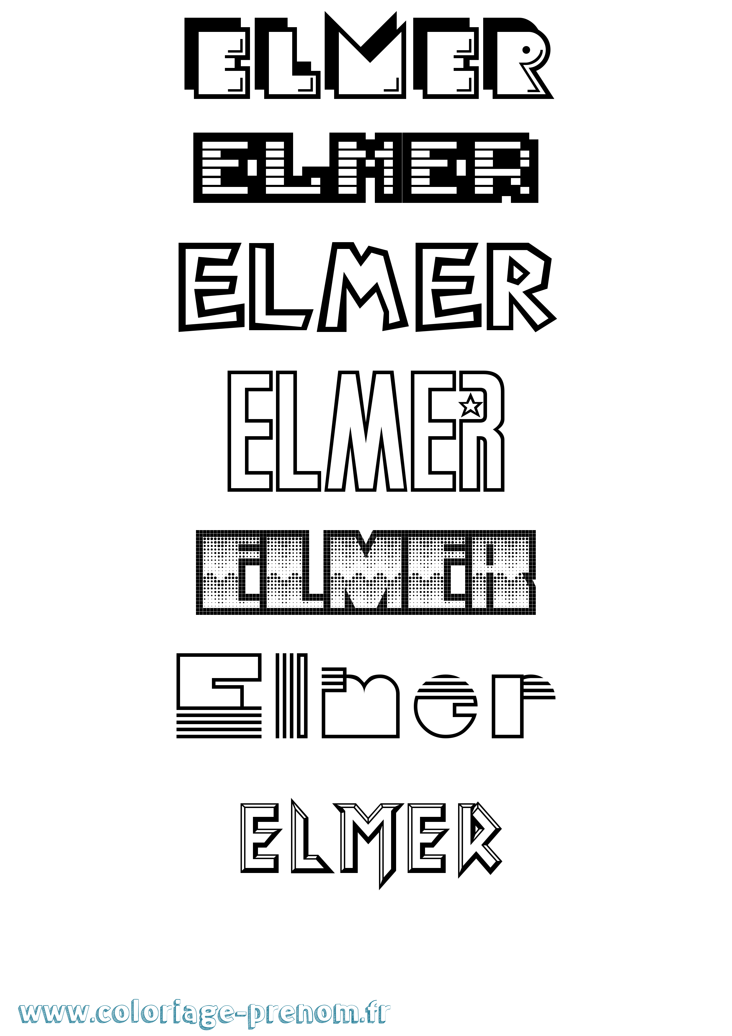 Coloriage du prénom Elmer : à Imprimer ou Télécharger facilement