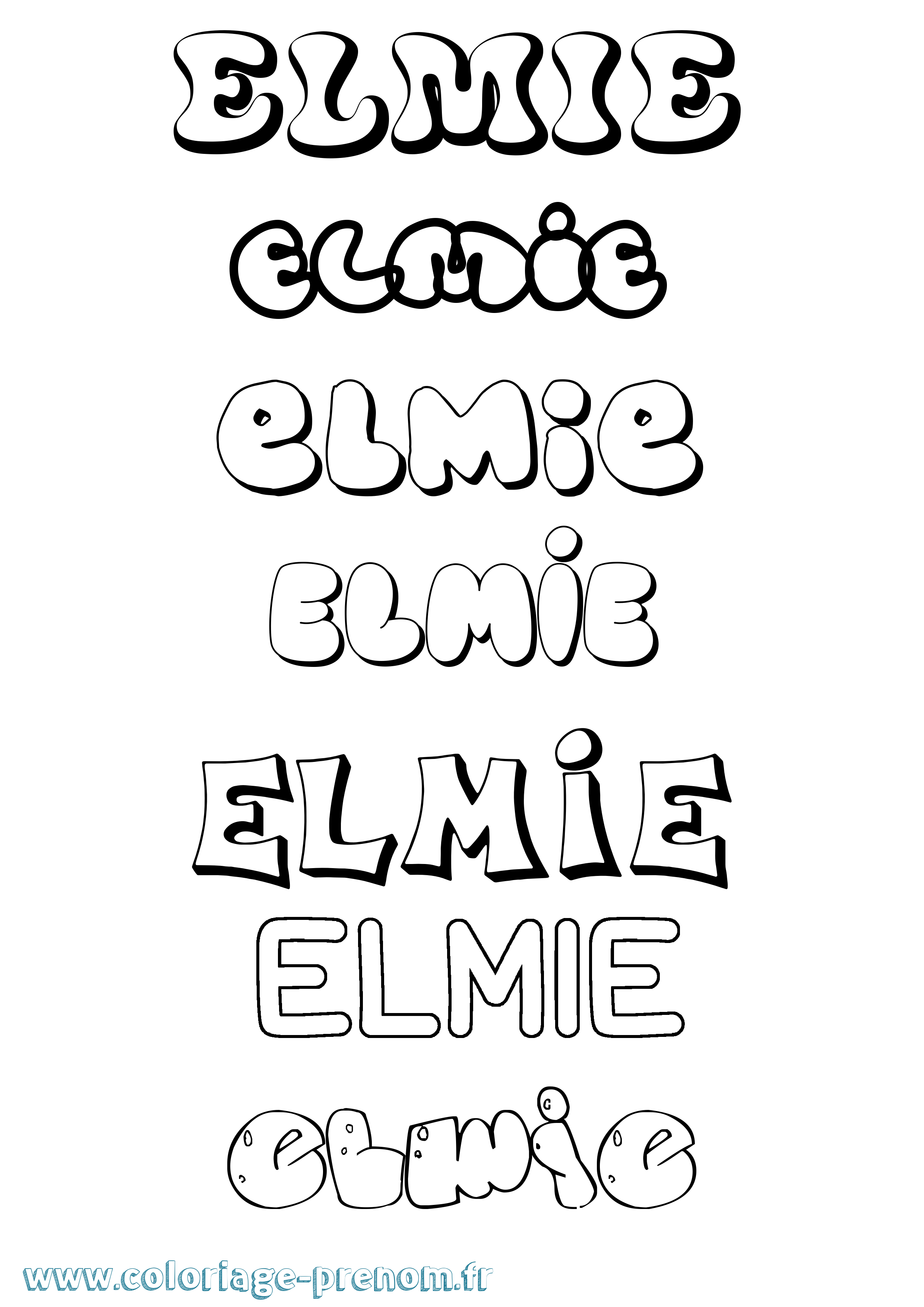 Coloriage prénom Elmie Bubble