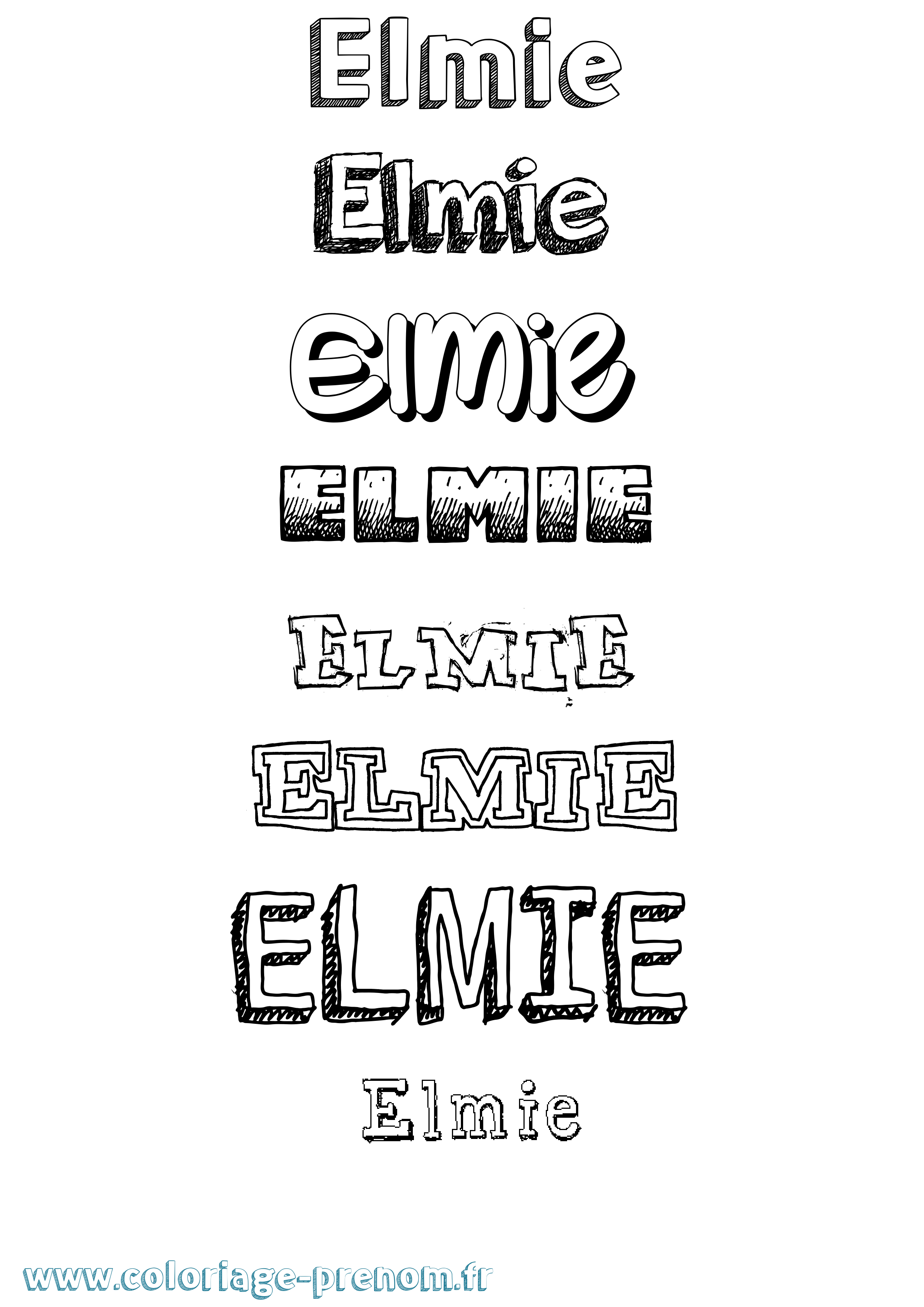 Coloriage prénom Elmie Dessiné