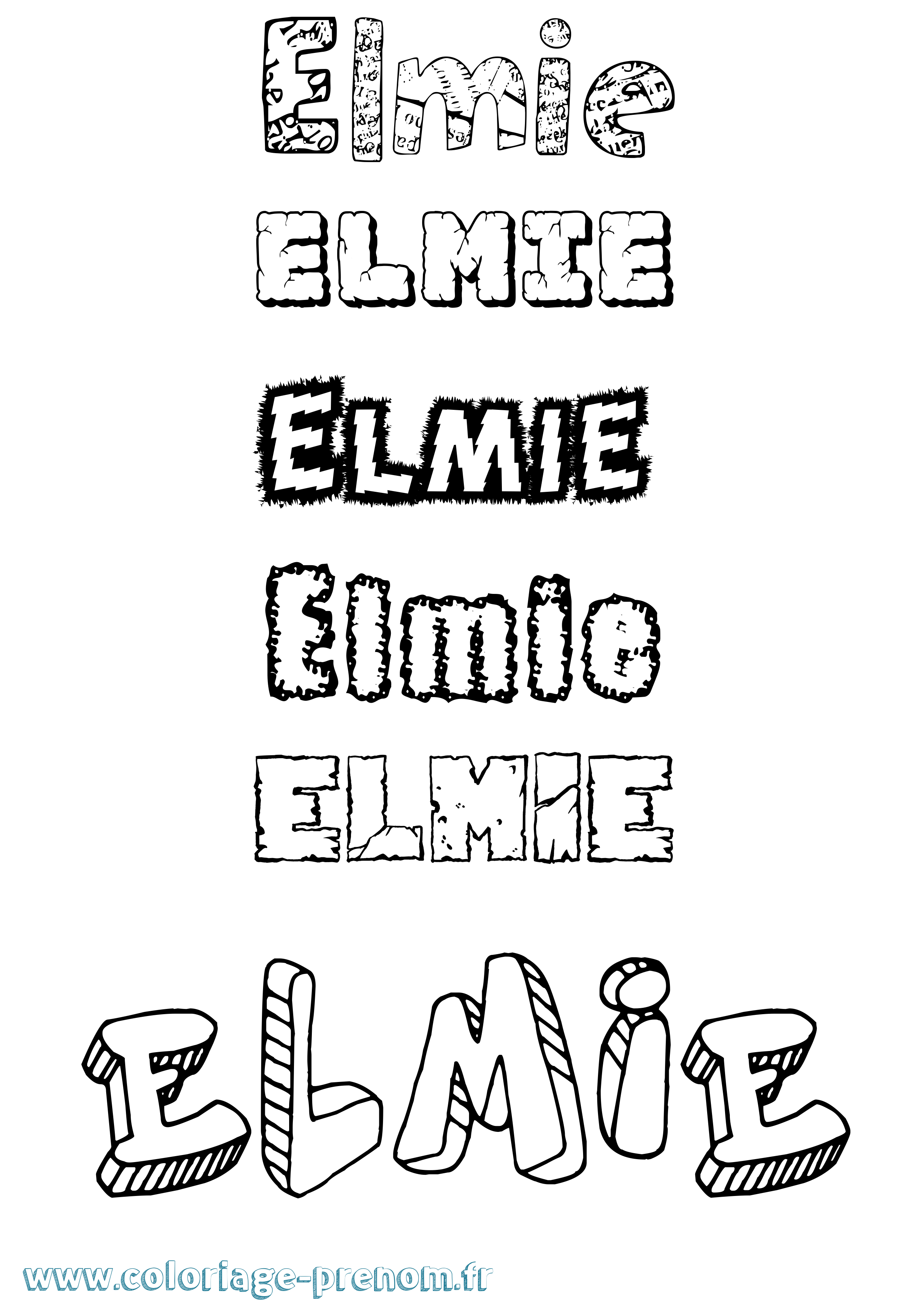 Coloriage prénom Elmie Destructuré