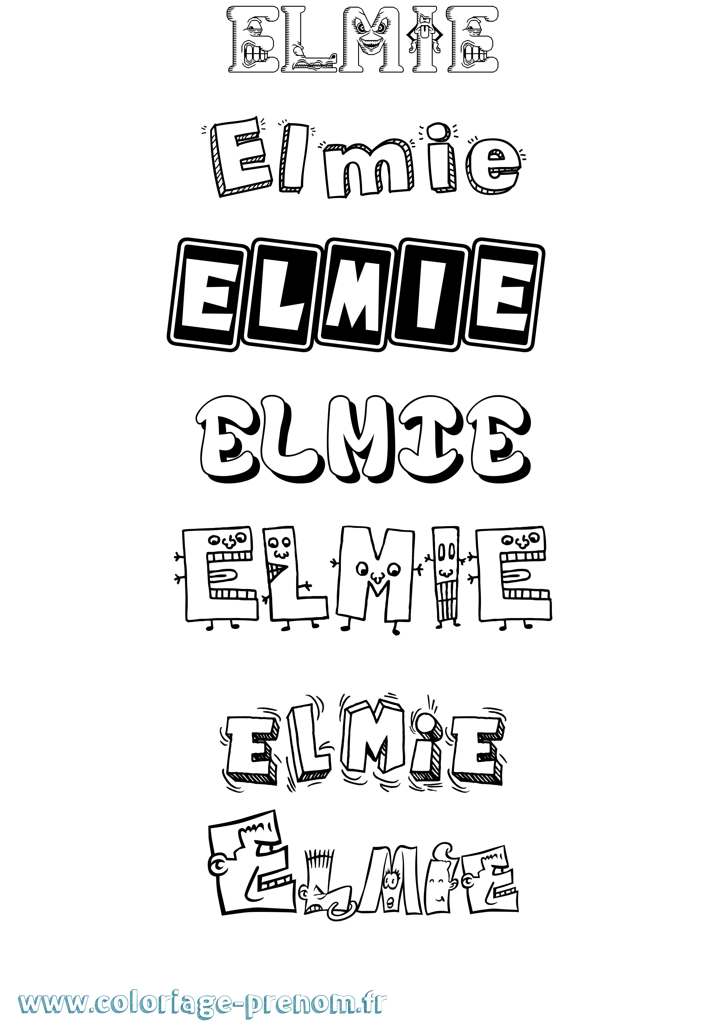 Coloriage prénom Elmie Fun