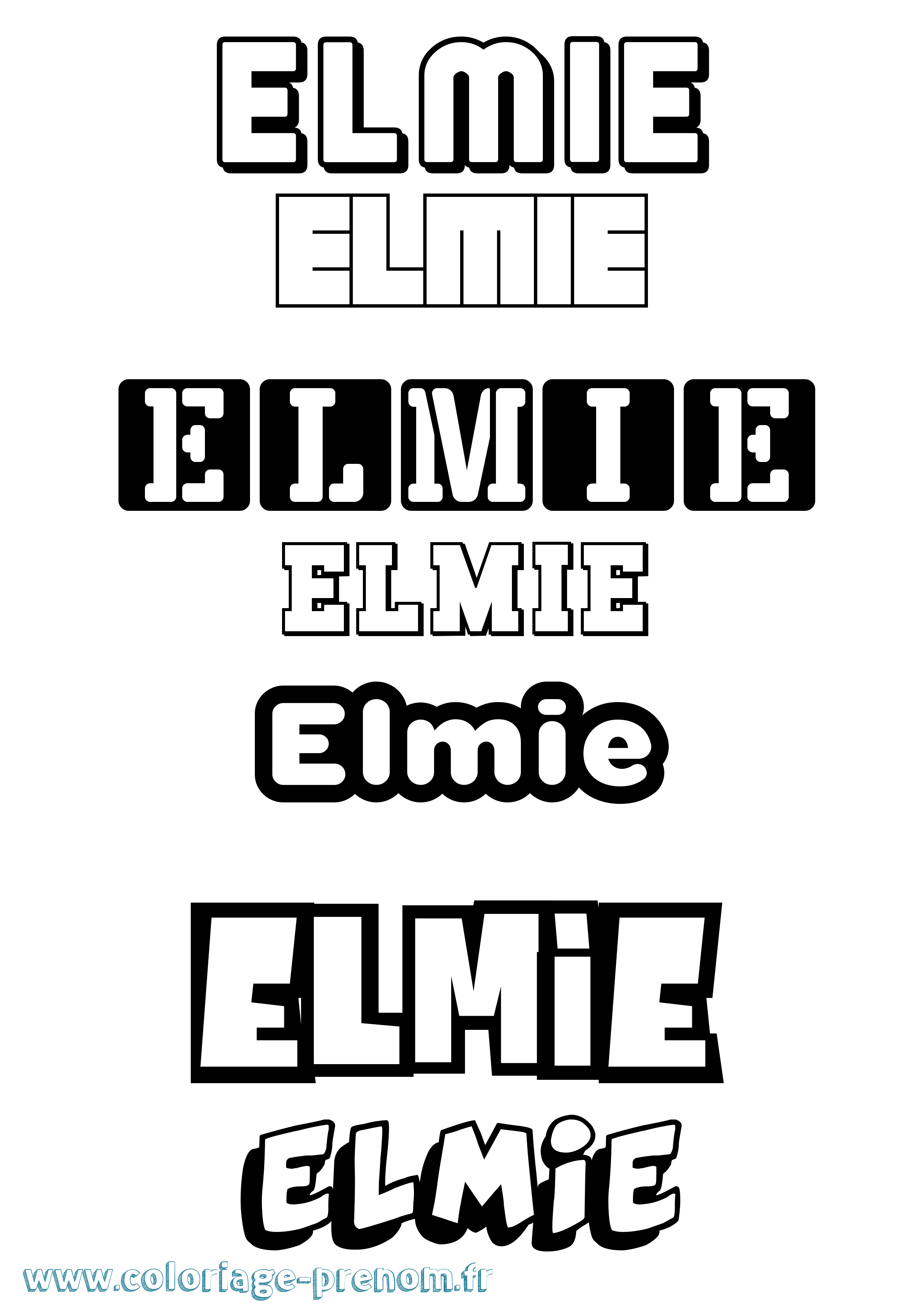 Coloriage prénom Elmie Simple