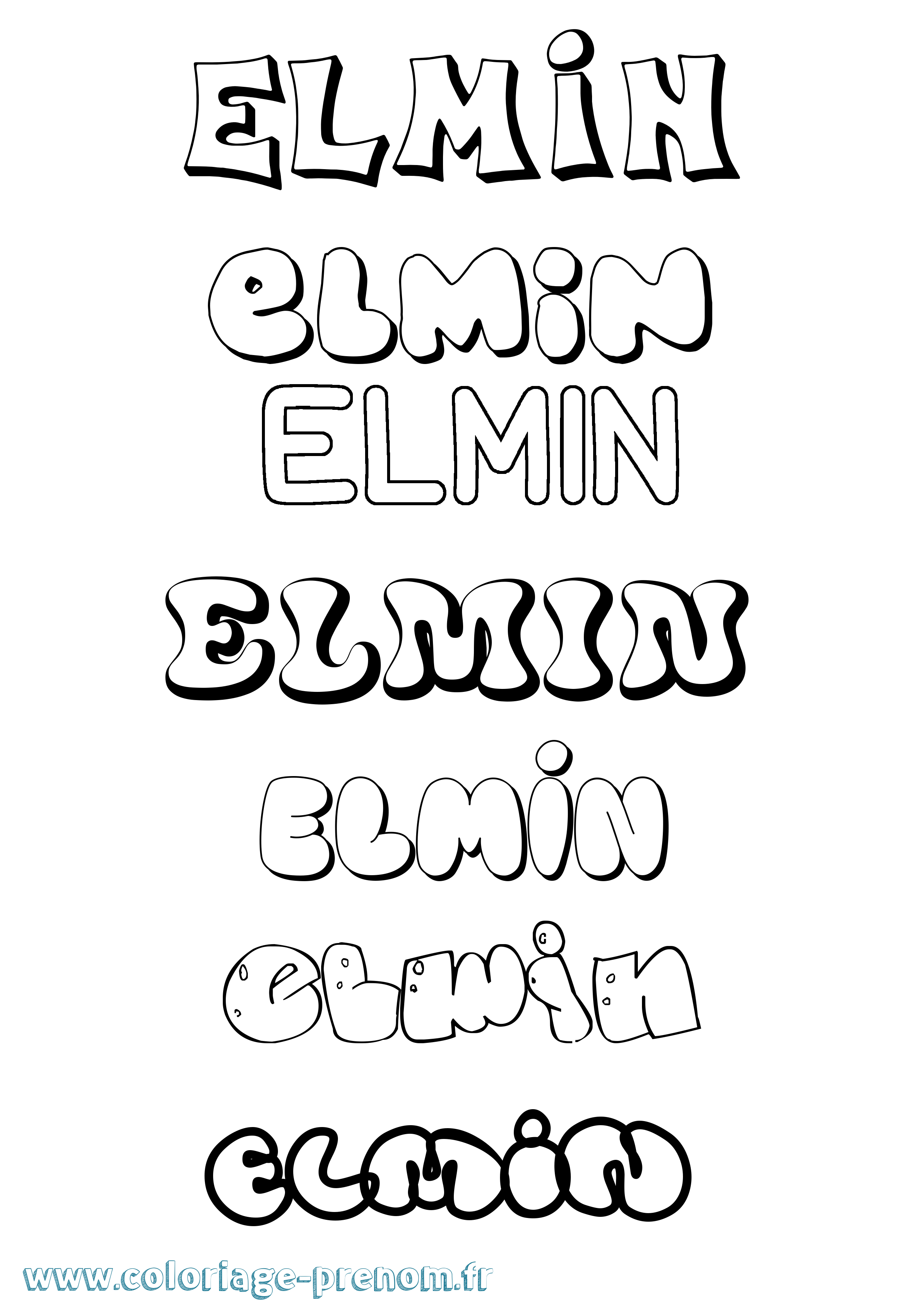 Coloriage prénom Elmin Bubble