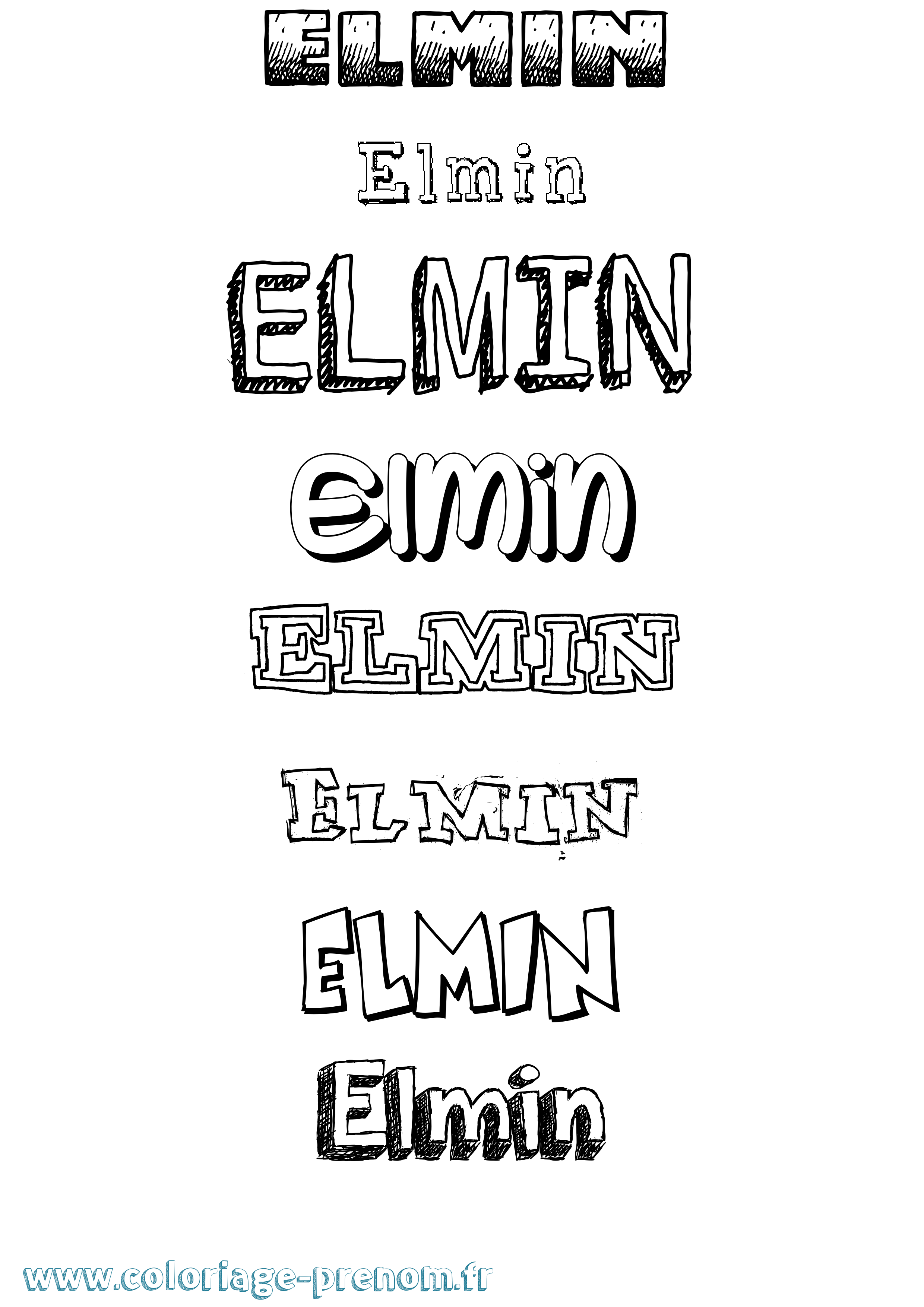 Coloriage prénom Elmin Dessiné