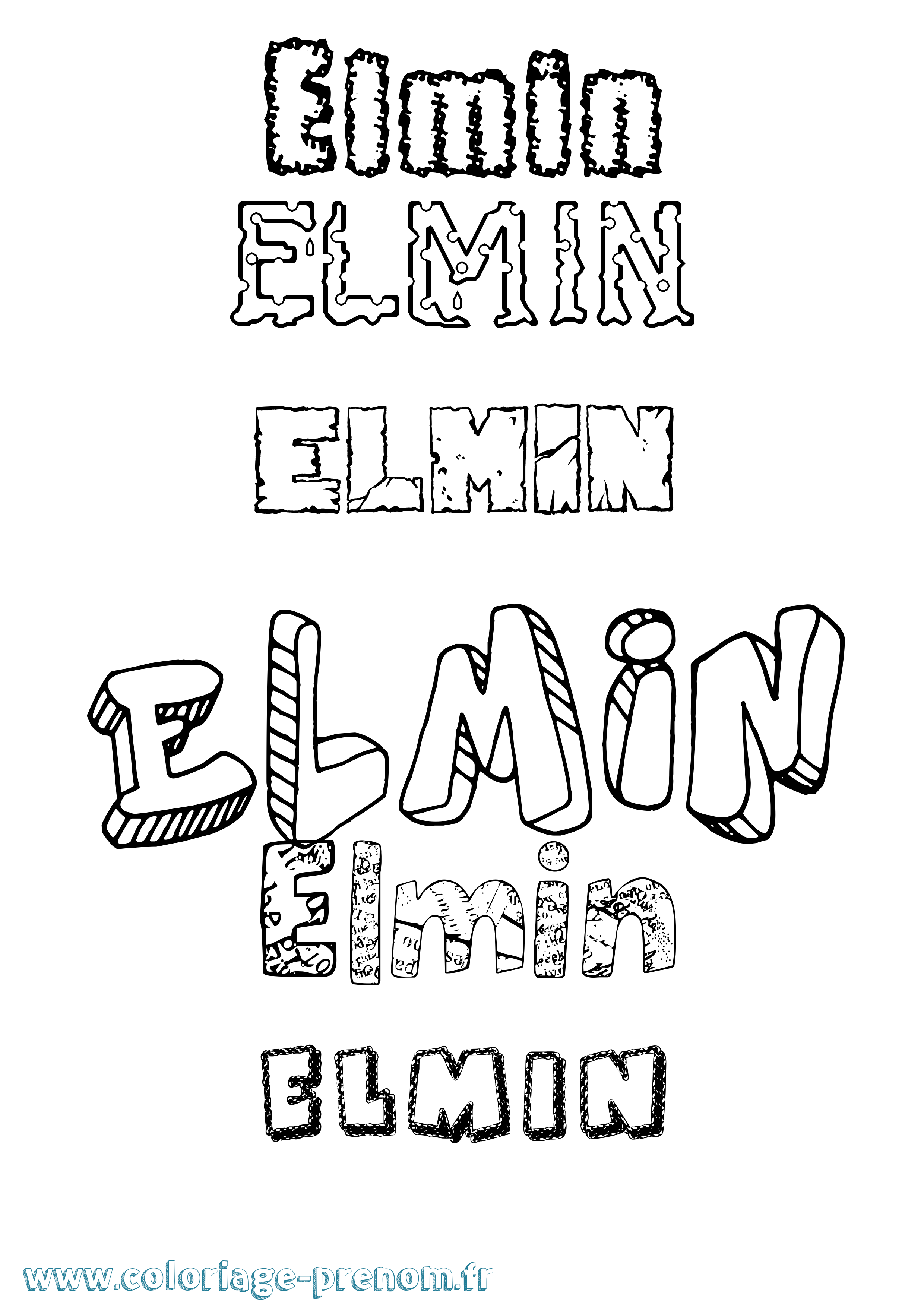 Coloriage prénom Elmin Destructuré