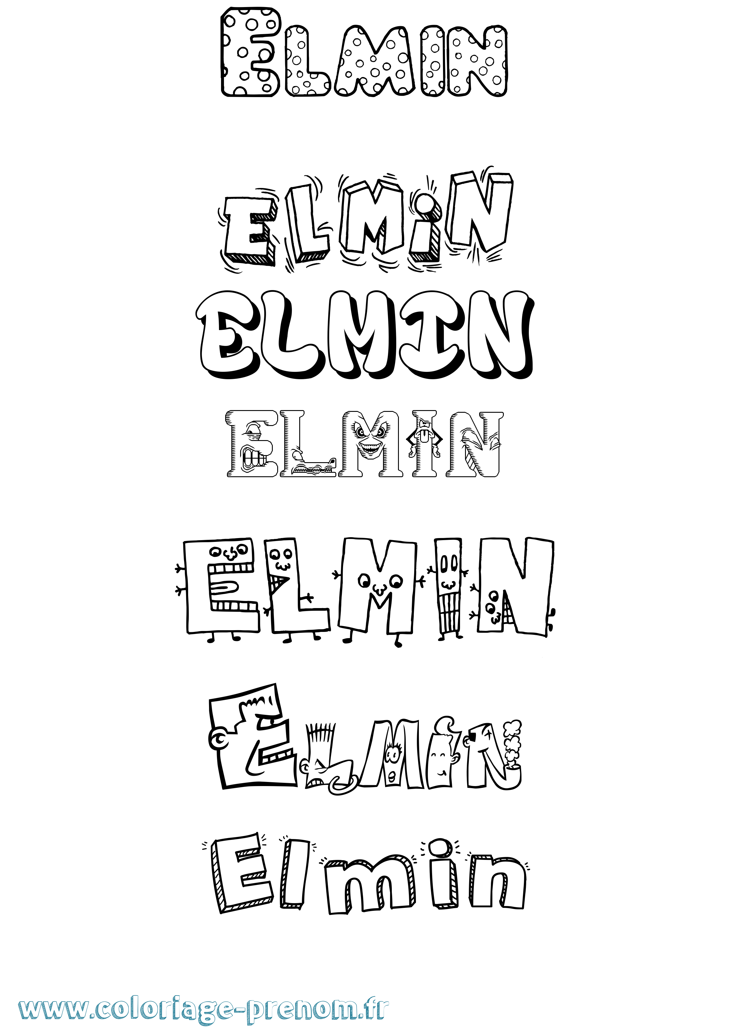 Coloriage prénom Elmin Fun