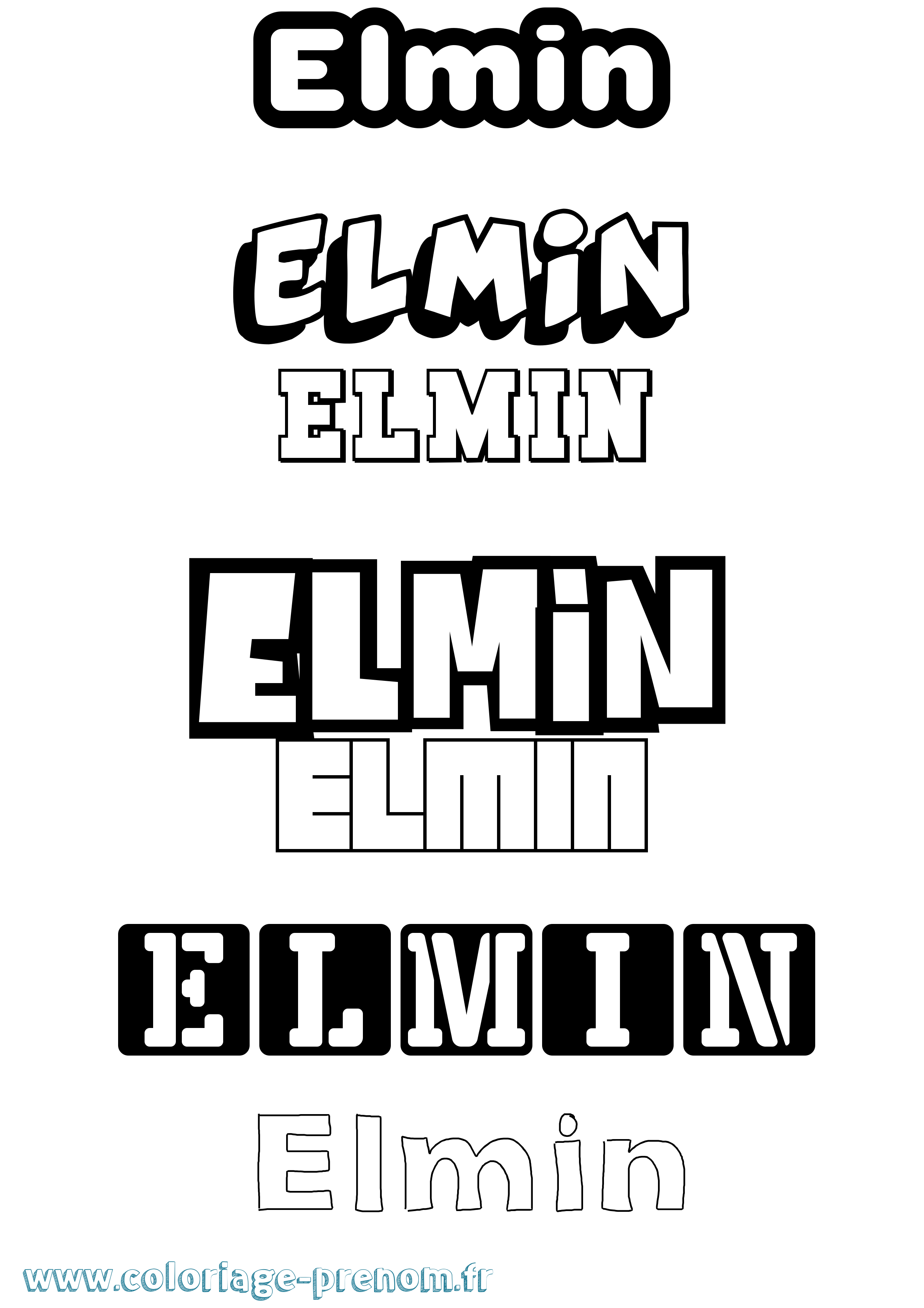 Coloriage prénom Elmin Simple