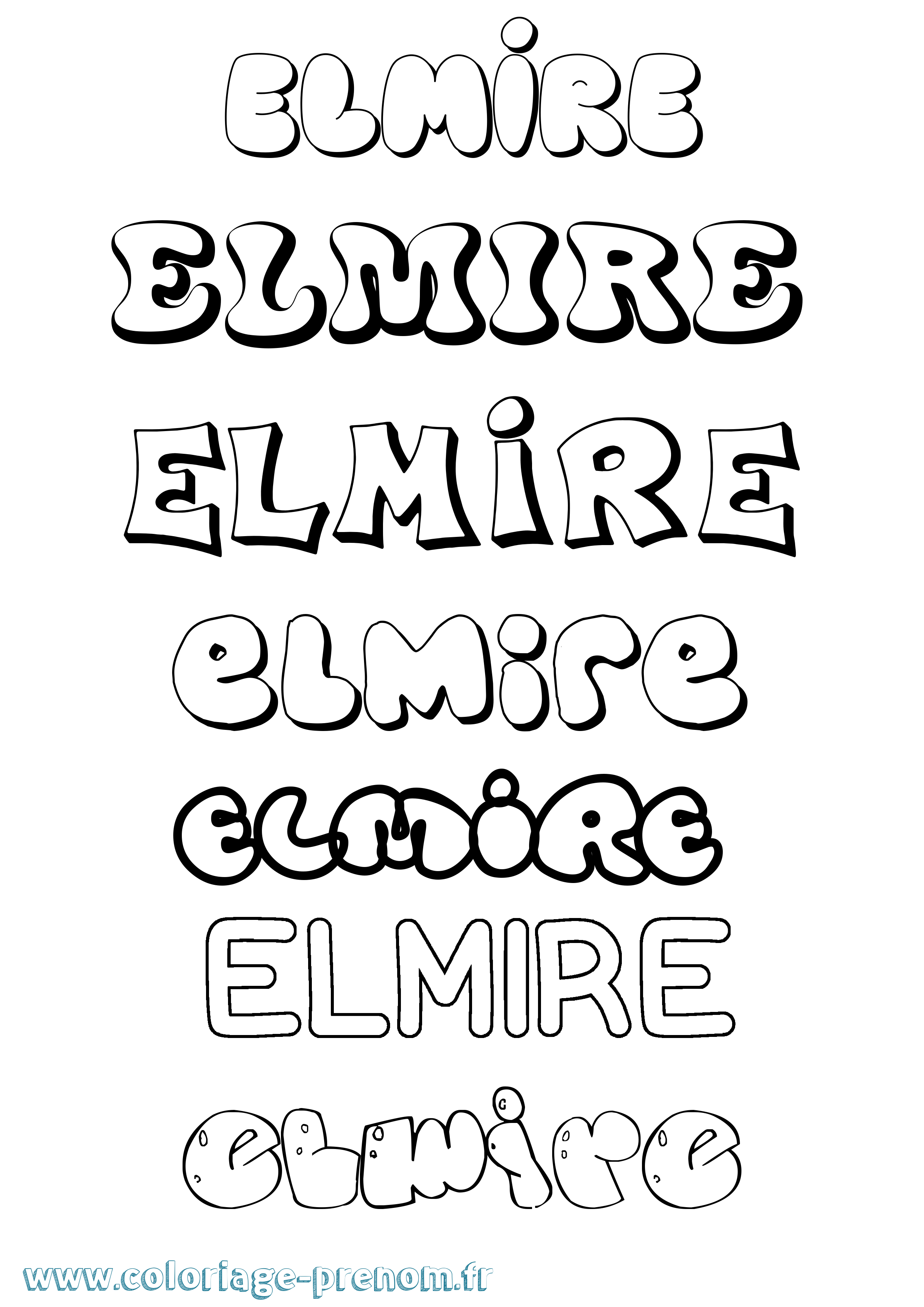 Coloriage prénom Elmire Bubble