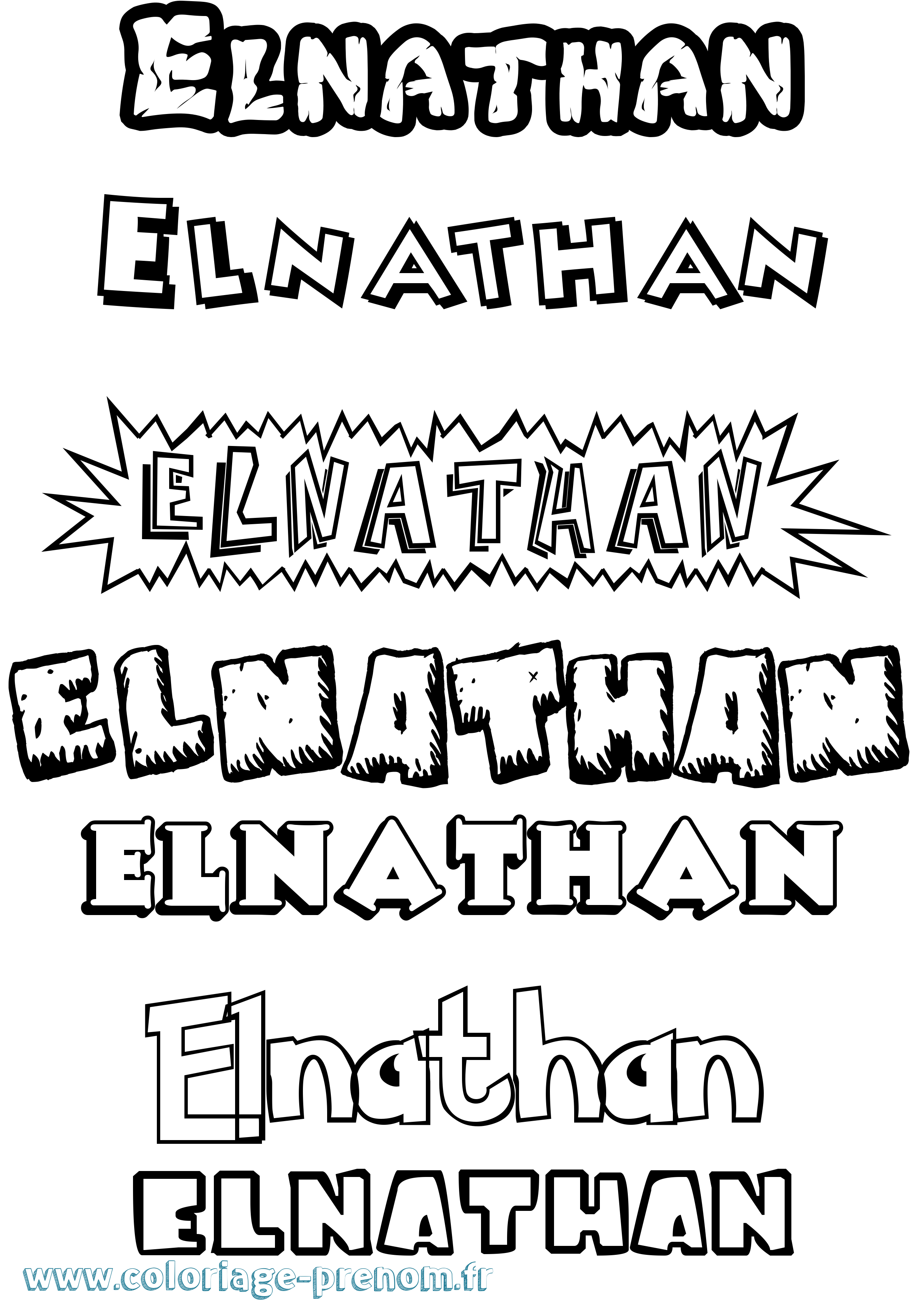 Coloriage prénom Elnathan Dessin Animé