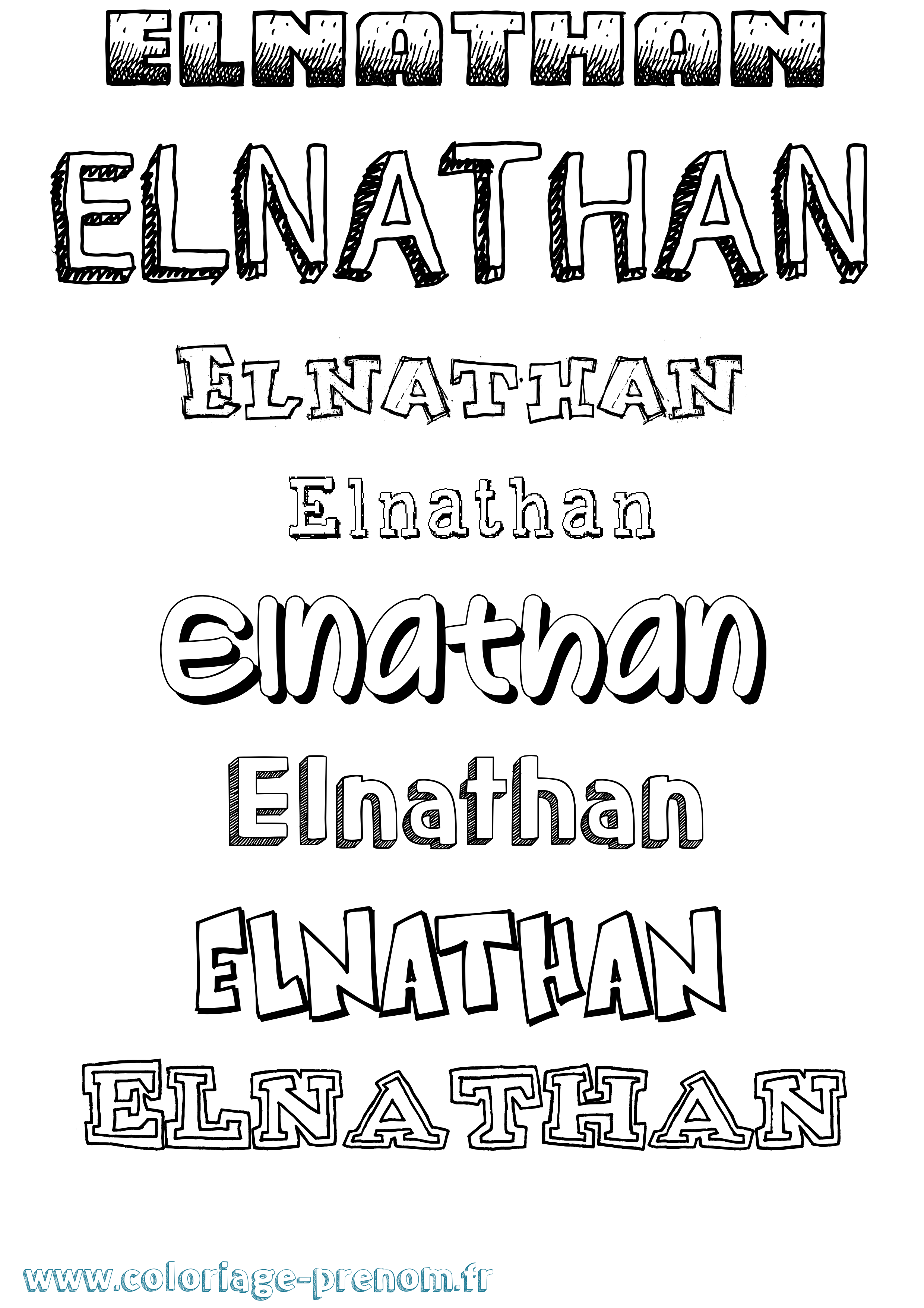 Coloriage prénom Elnathan Dessiné