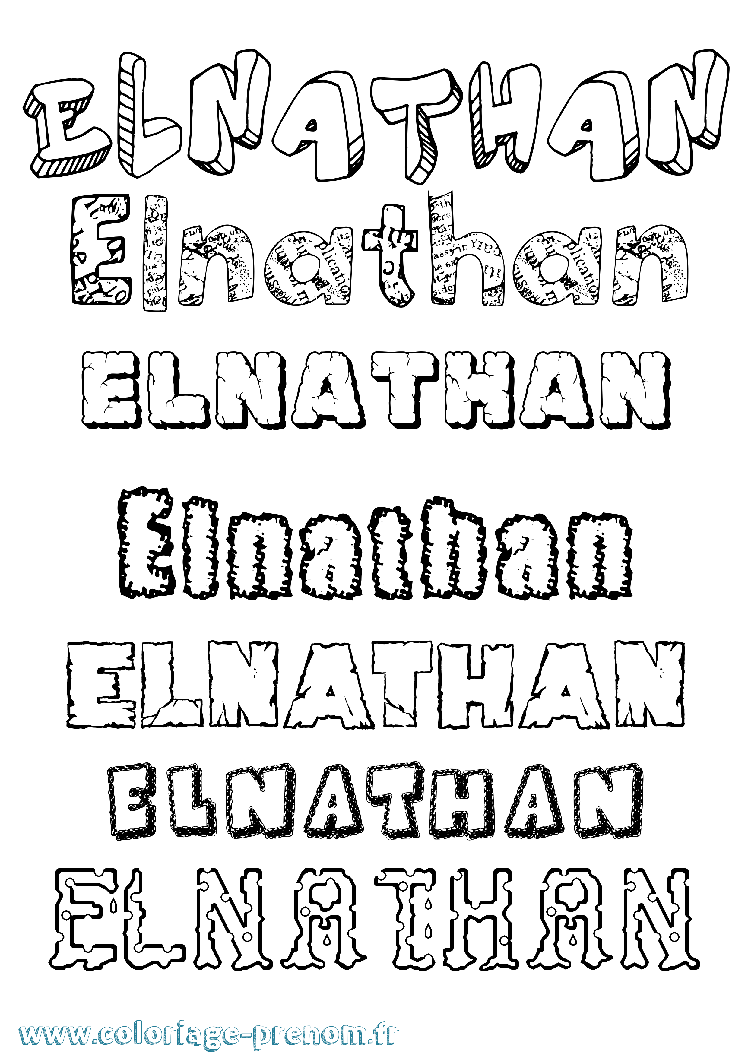 Coloriage prénom Elnathan Destructuré