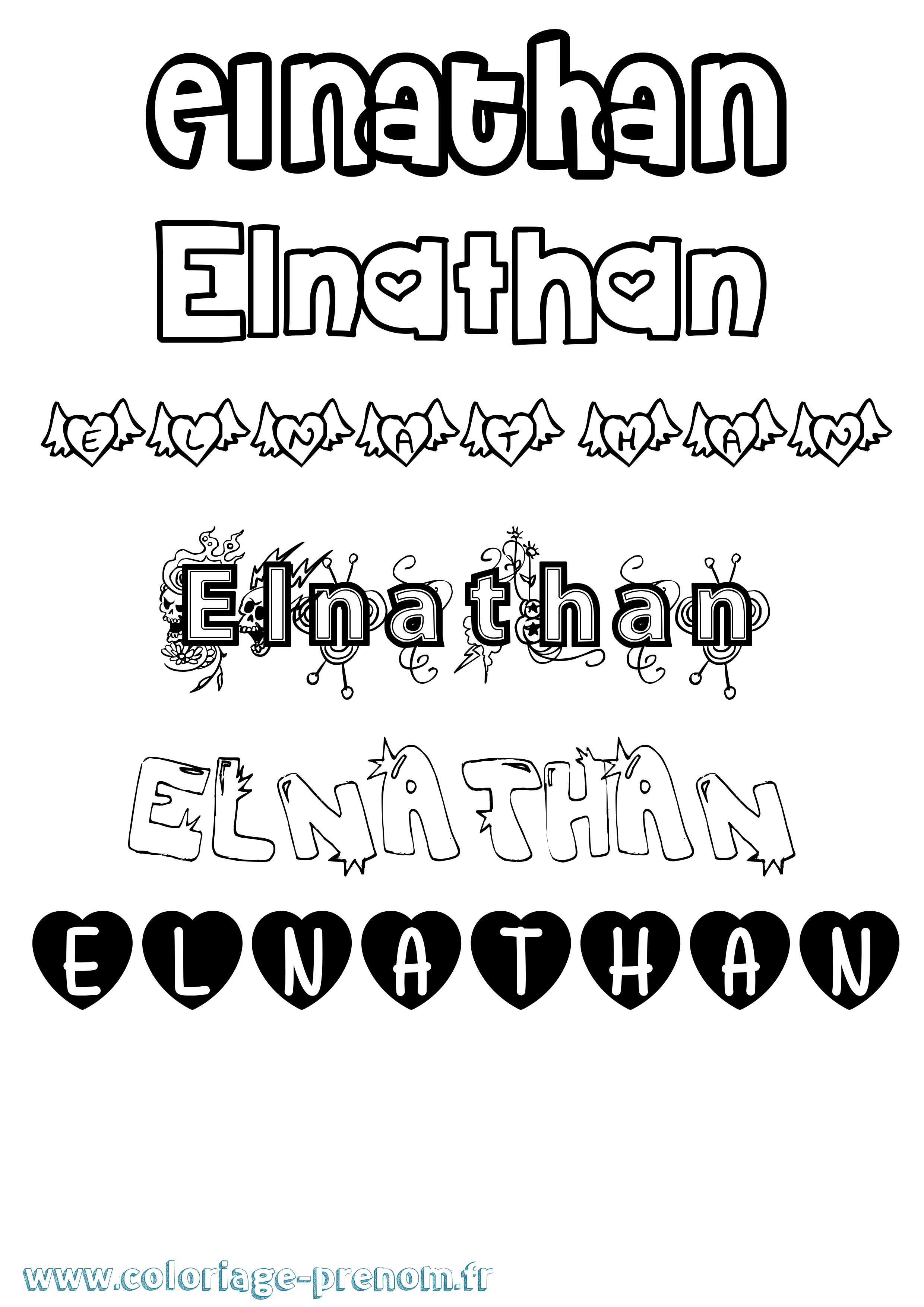 Coloriage prénom Elnathan Girly