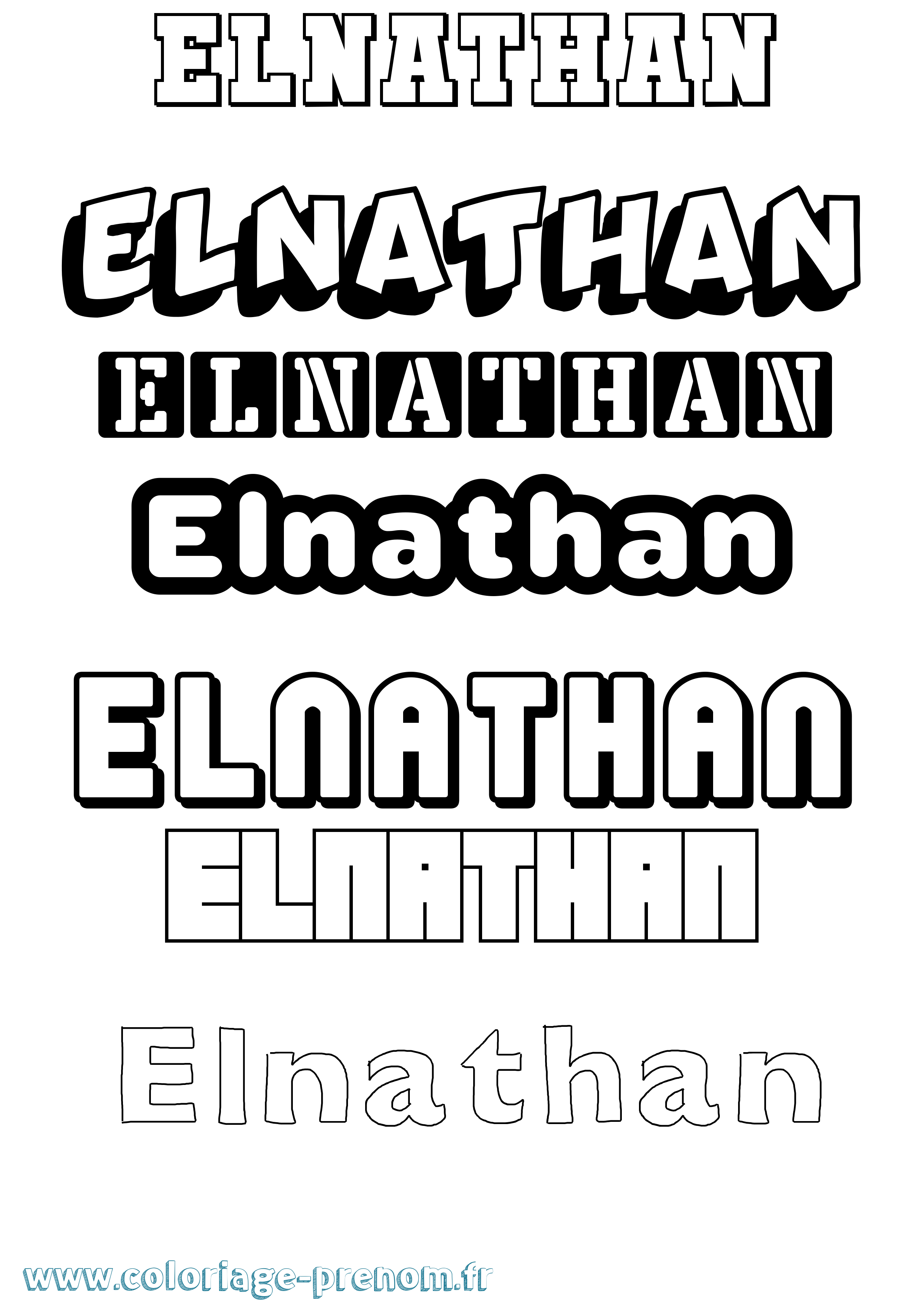 Coloriage prénom Elnathan Simple