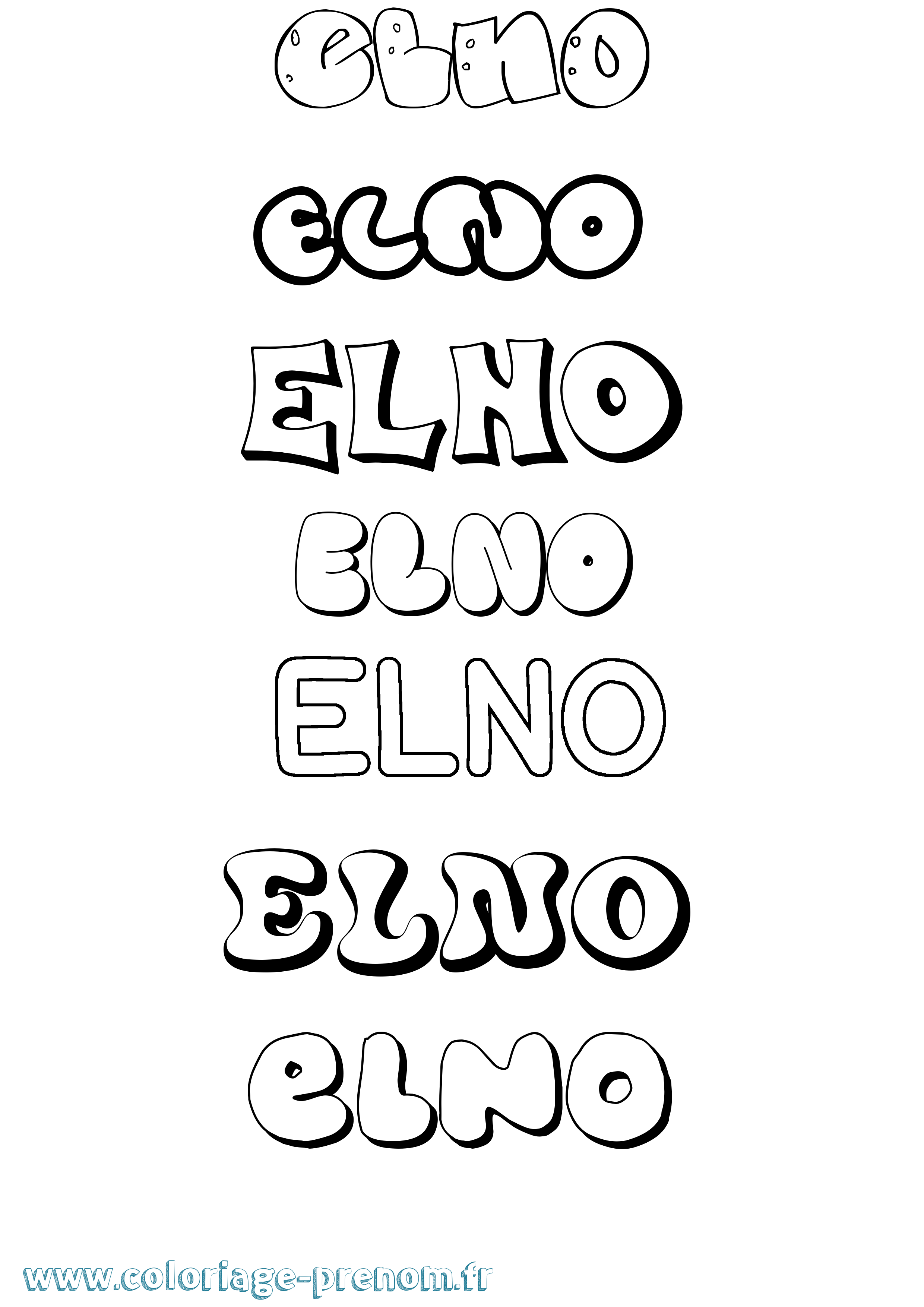 Coloriage prénom Elno Bubble