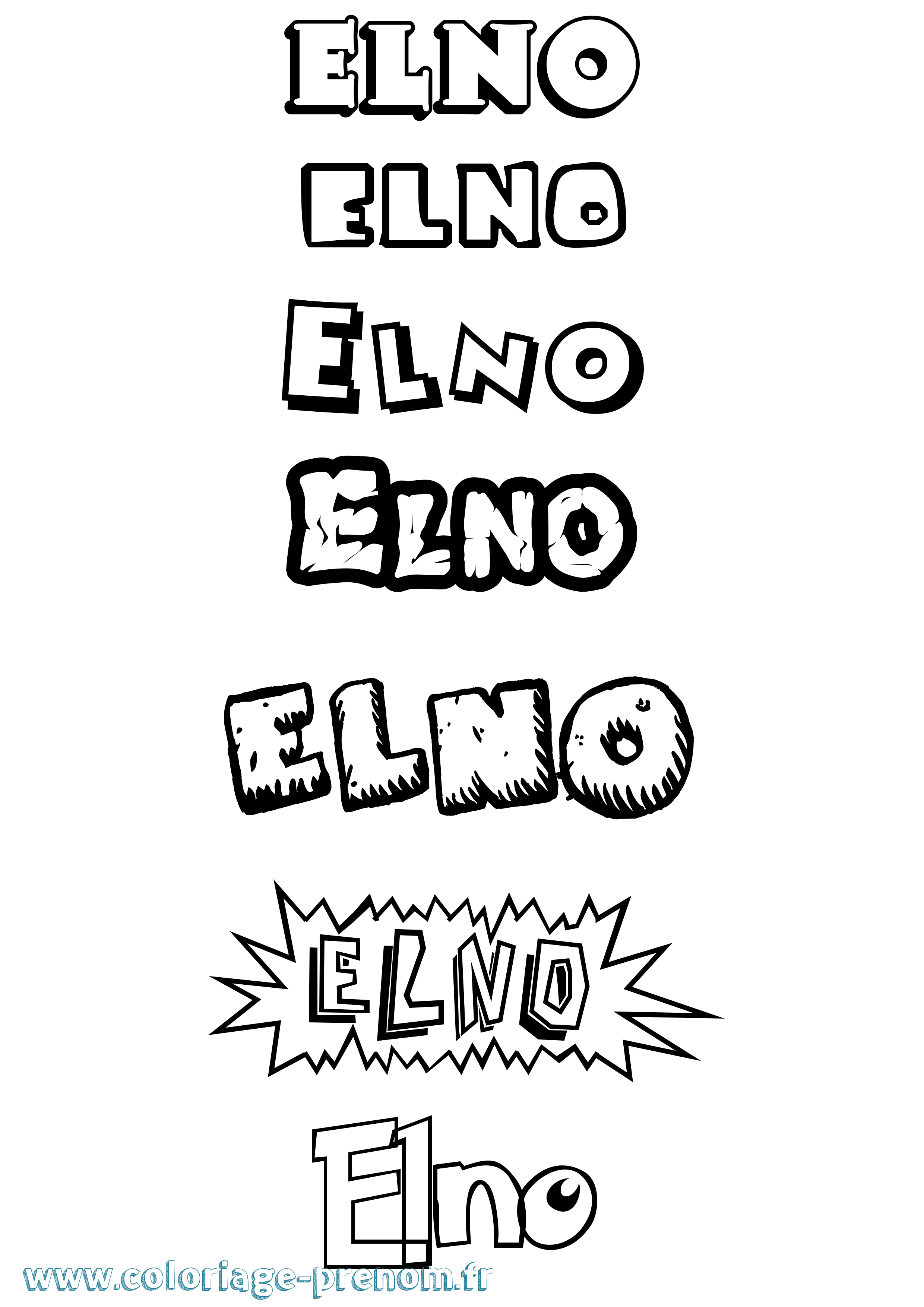 Coloriage prénom Elno Dessin Animé