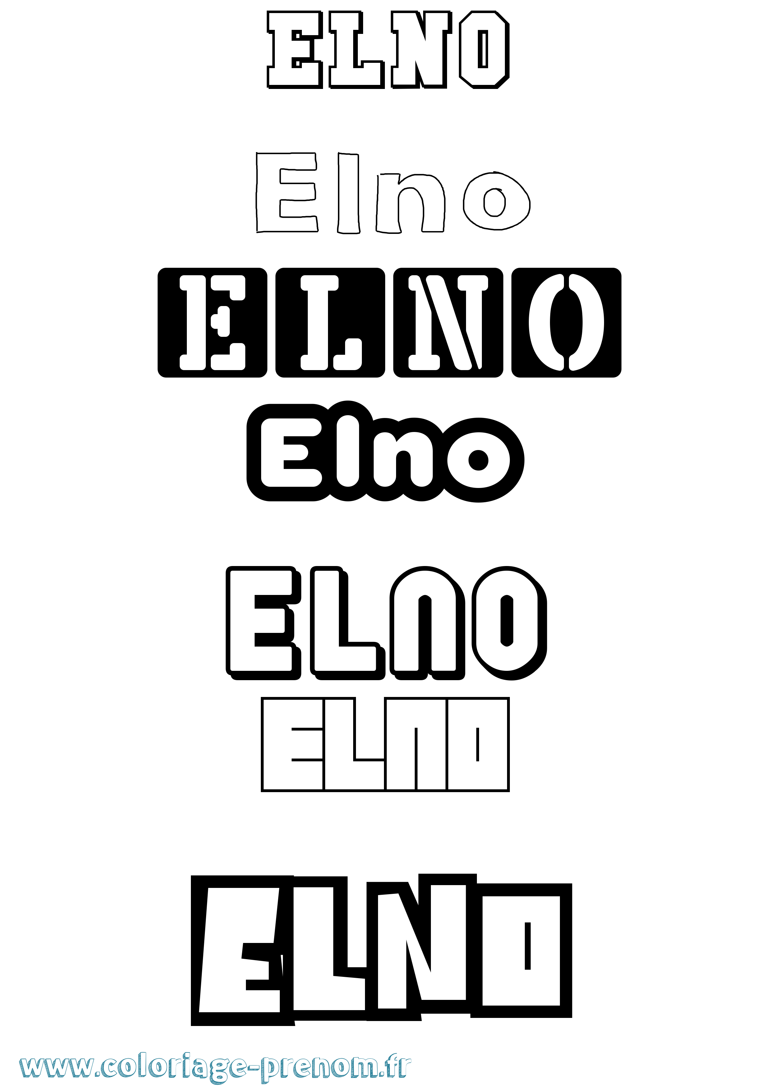 Coloriage prénom Elno Simple