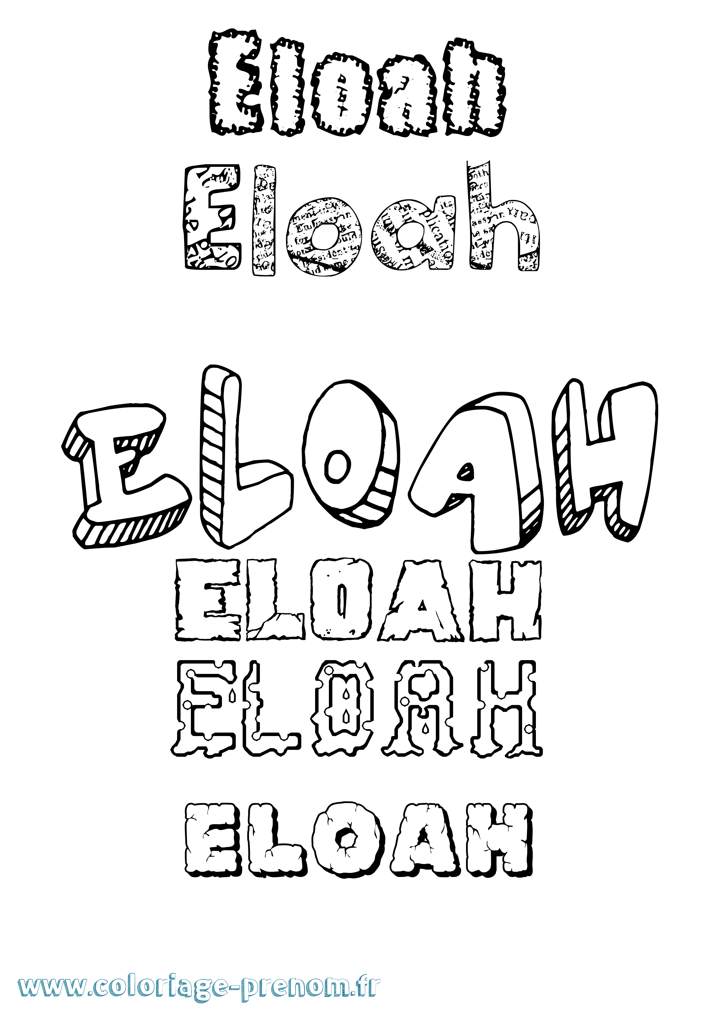 Coloriage prénom Eloah Destructuré