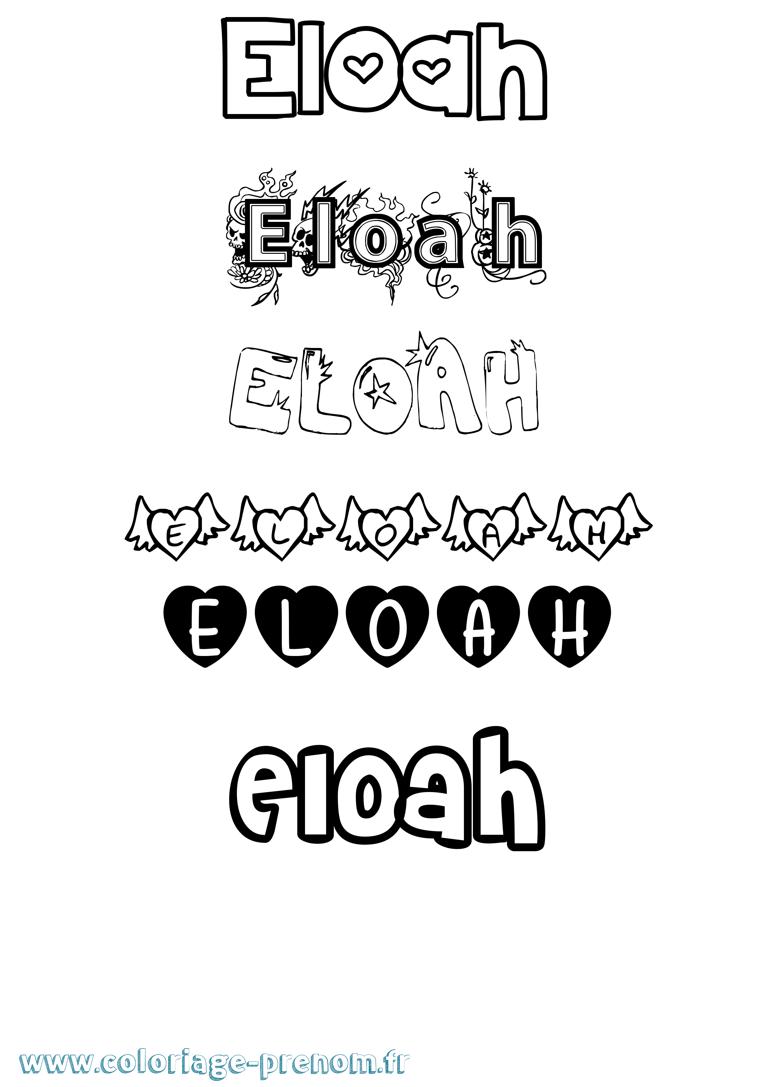 Coloriage prénom Eloah Girly
