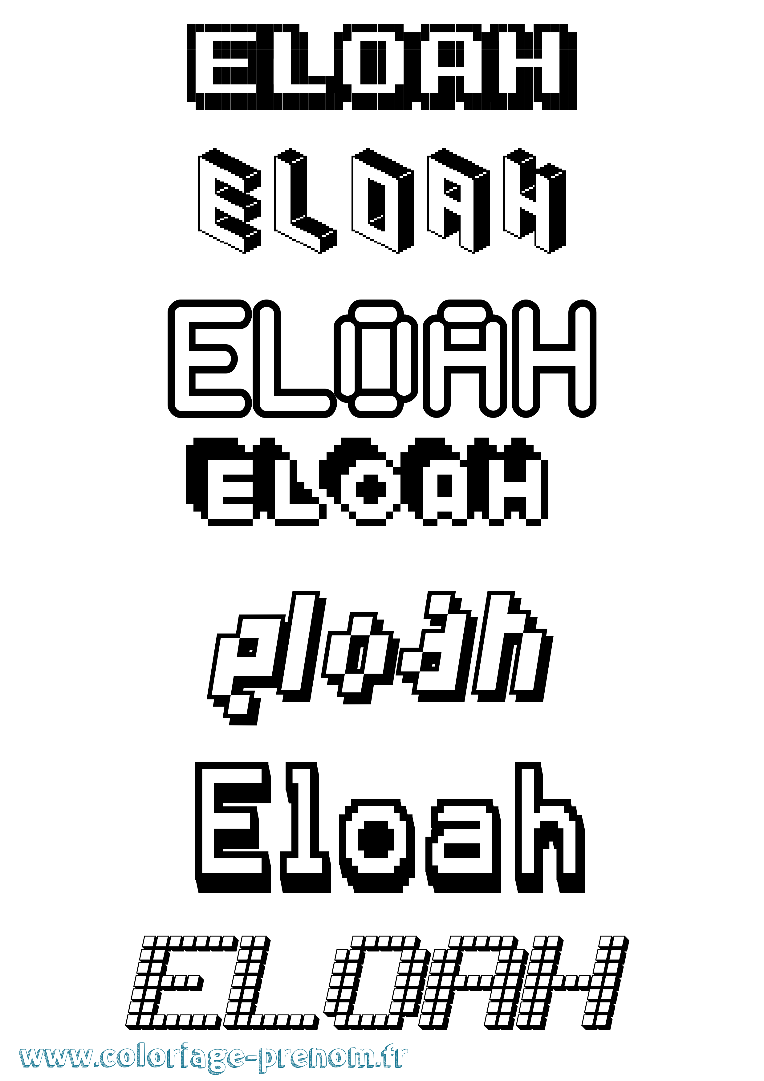 Coloriage prénom Eloah Pixel