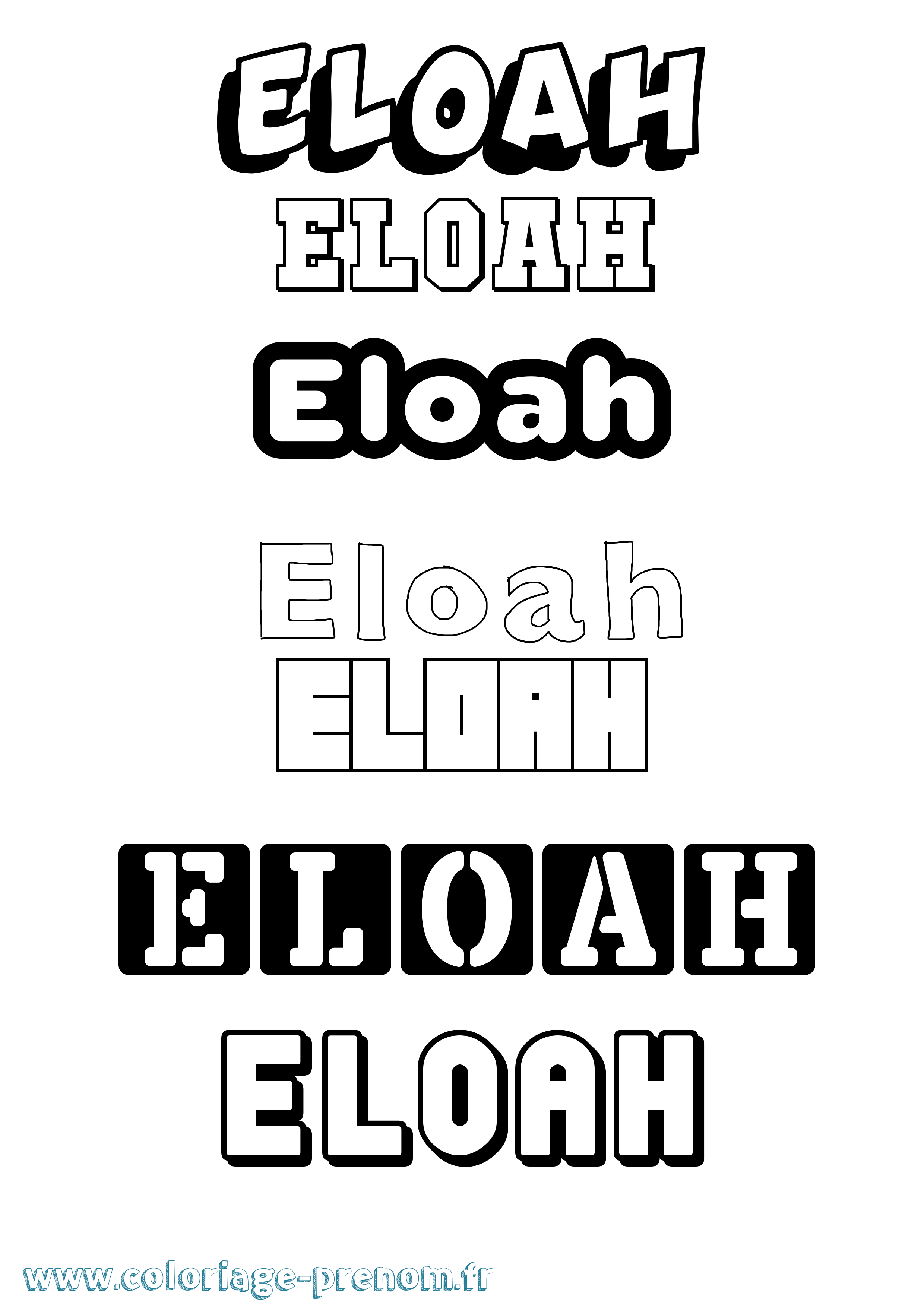 Coloriage prénom Eloah Simple