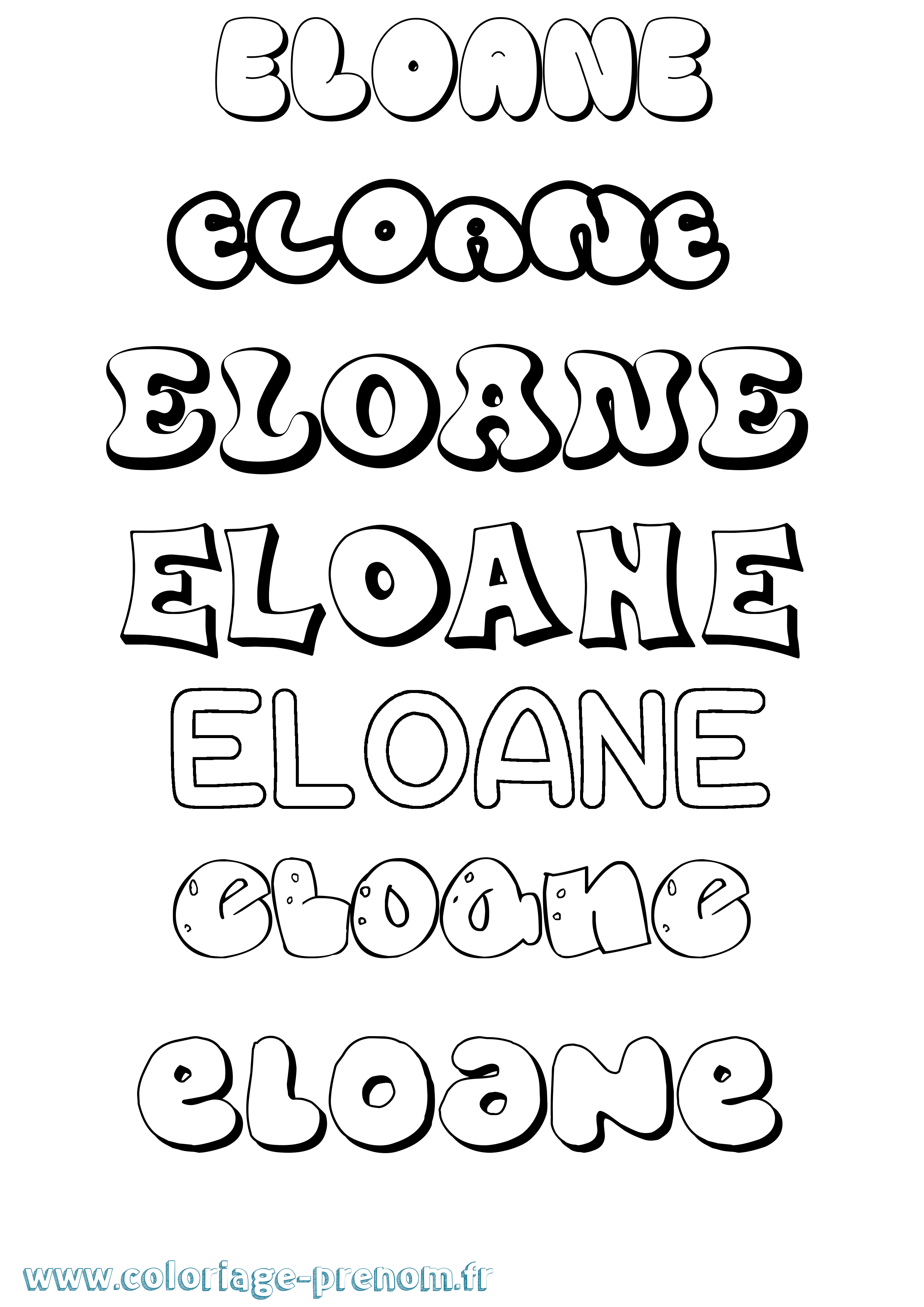 Coloriage prénom Eloane Bubble