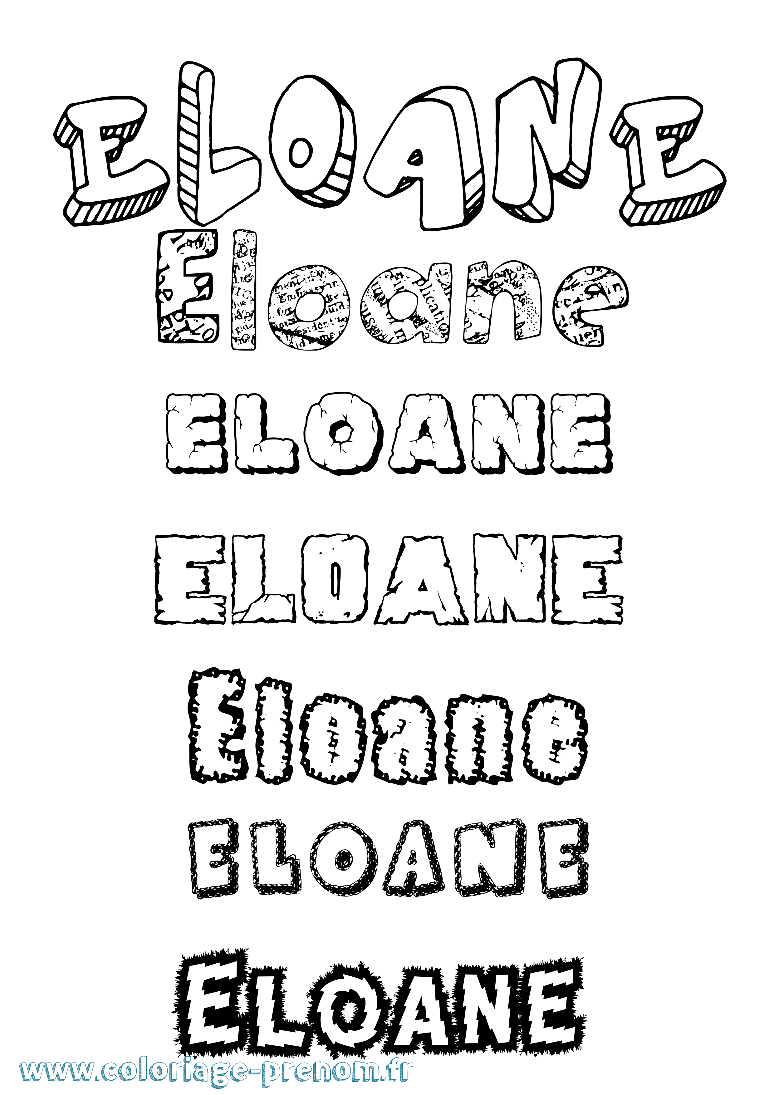 Coloriage prénom Eloane Destructuré