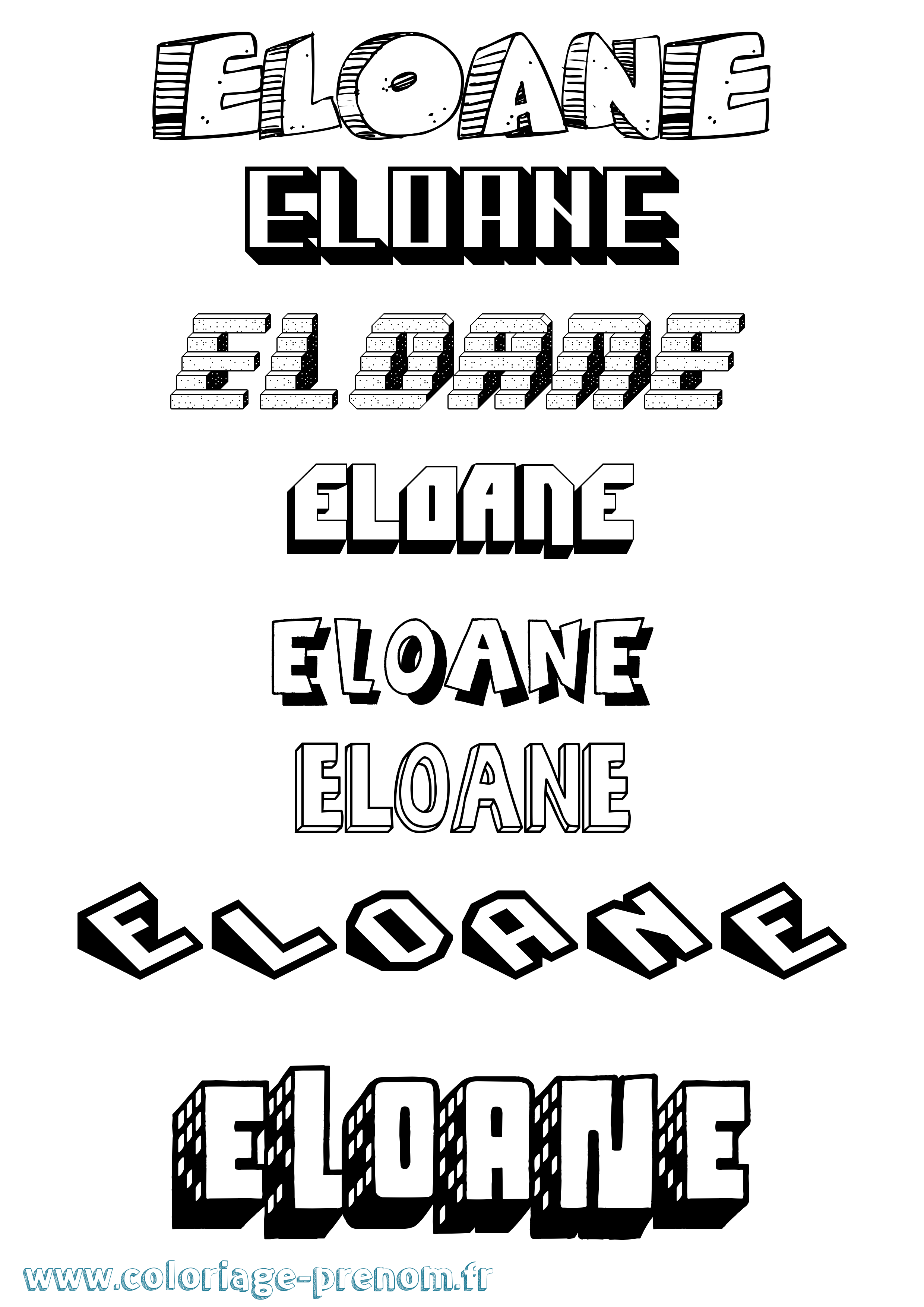 Coloriage prénom Eloane Effet 3D