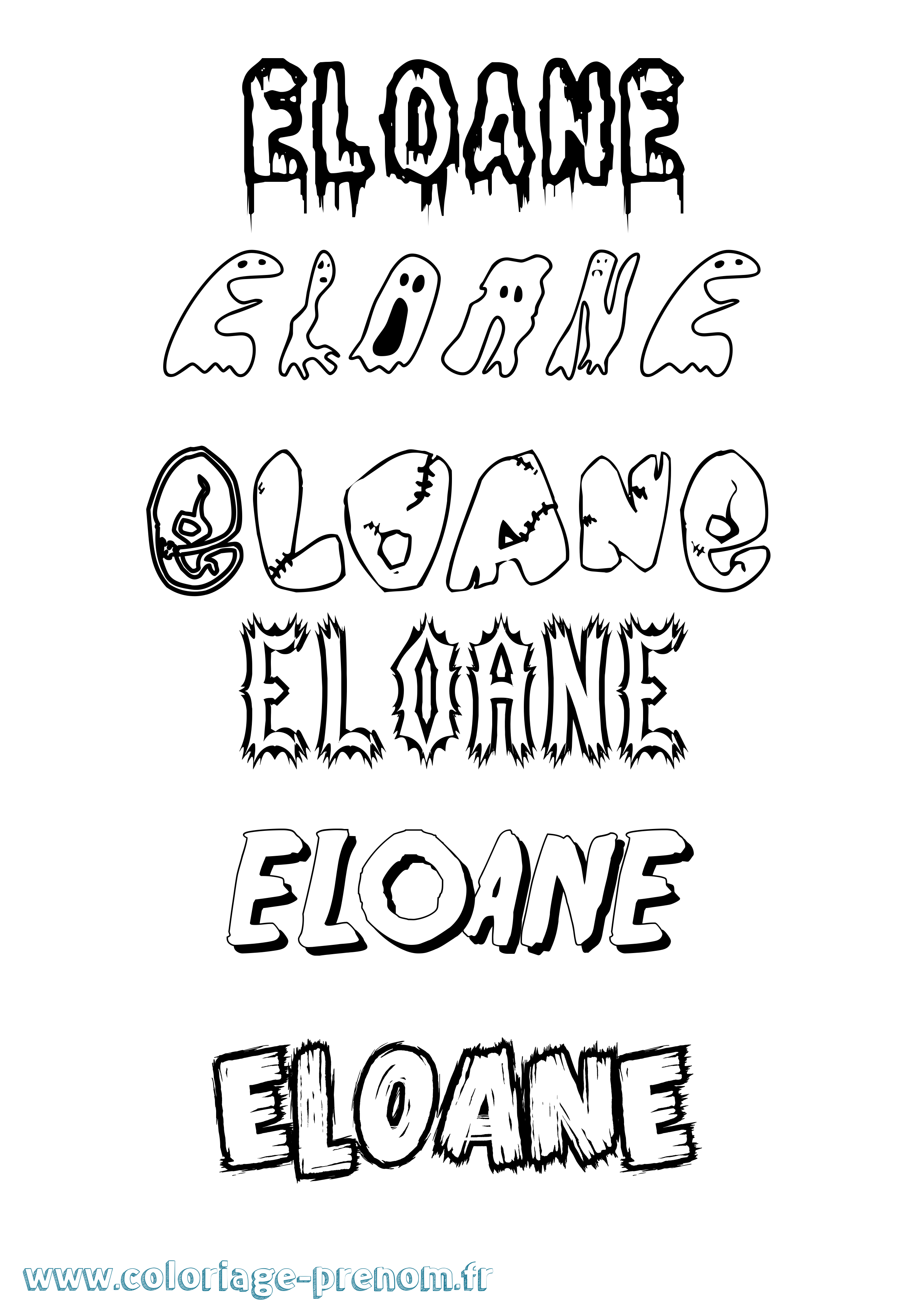 Coloriage prénom Eloane Frisson