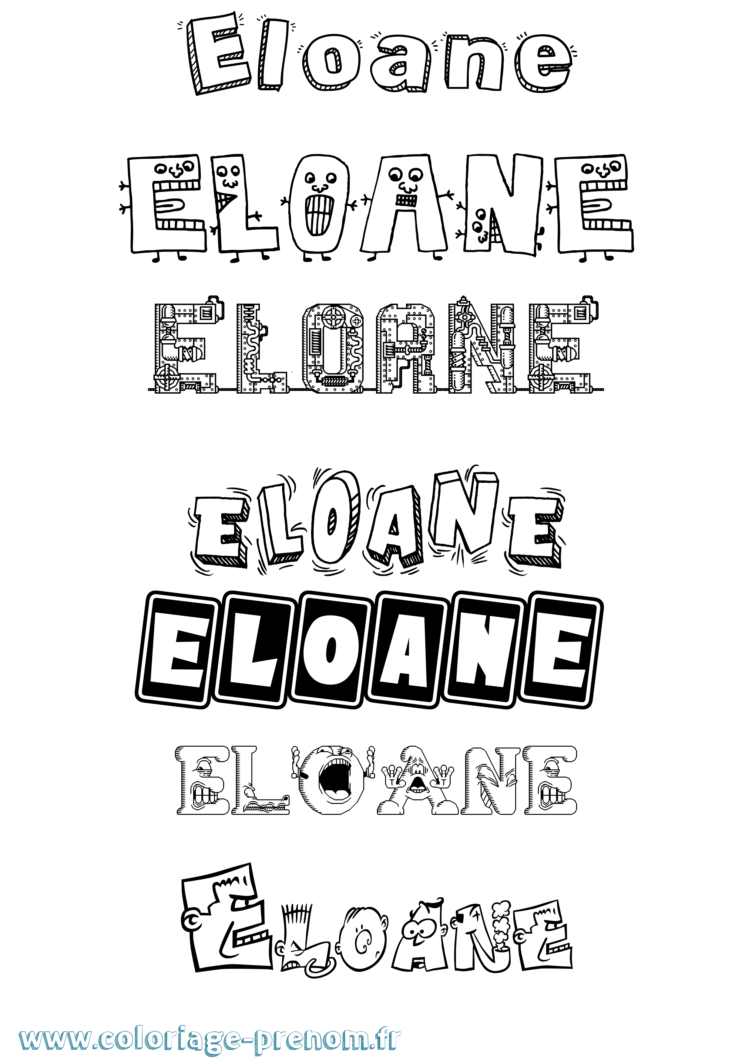 Coloriage prénom Eloane Fun