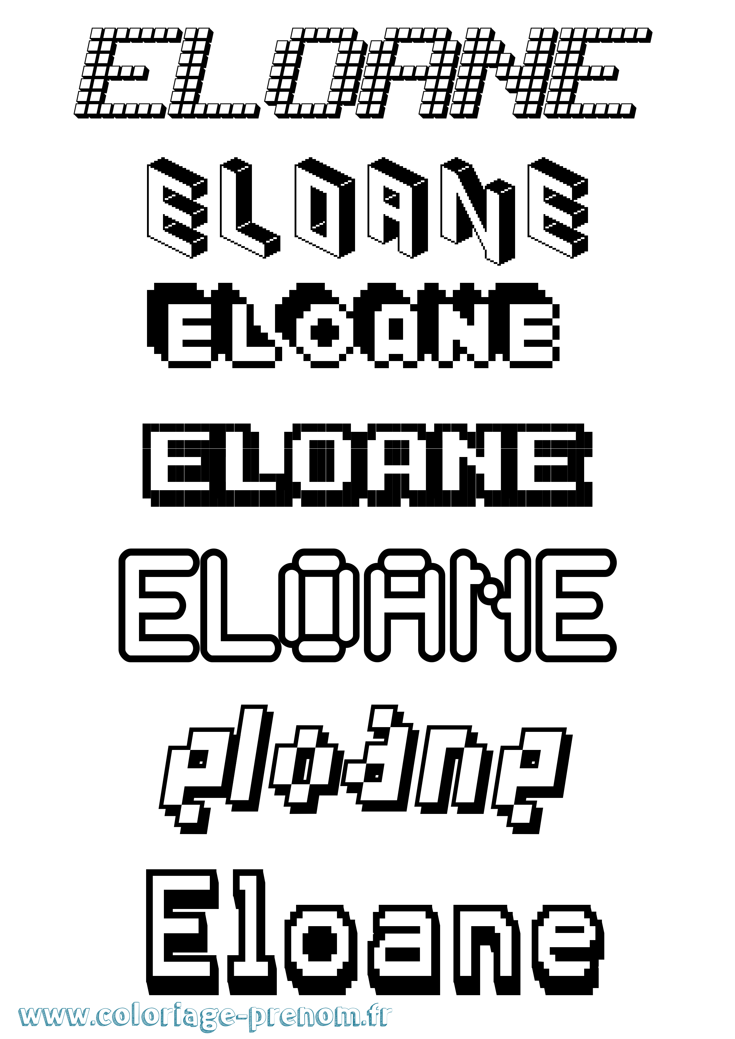 Coloriage Eloane Pixel Coloriage prénom Eloane Pixel
