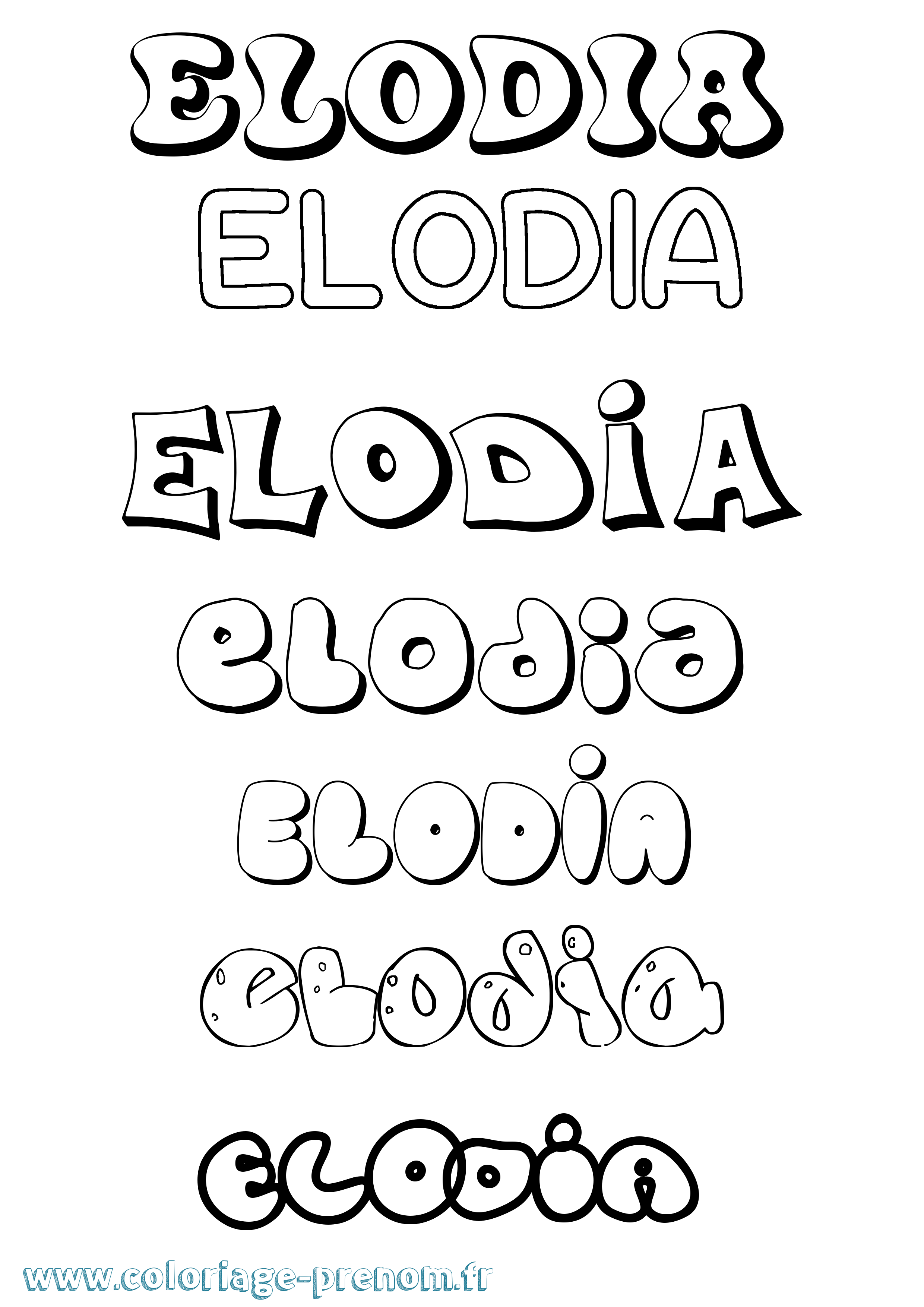 Coloriage prénom Elodia Bubble