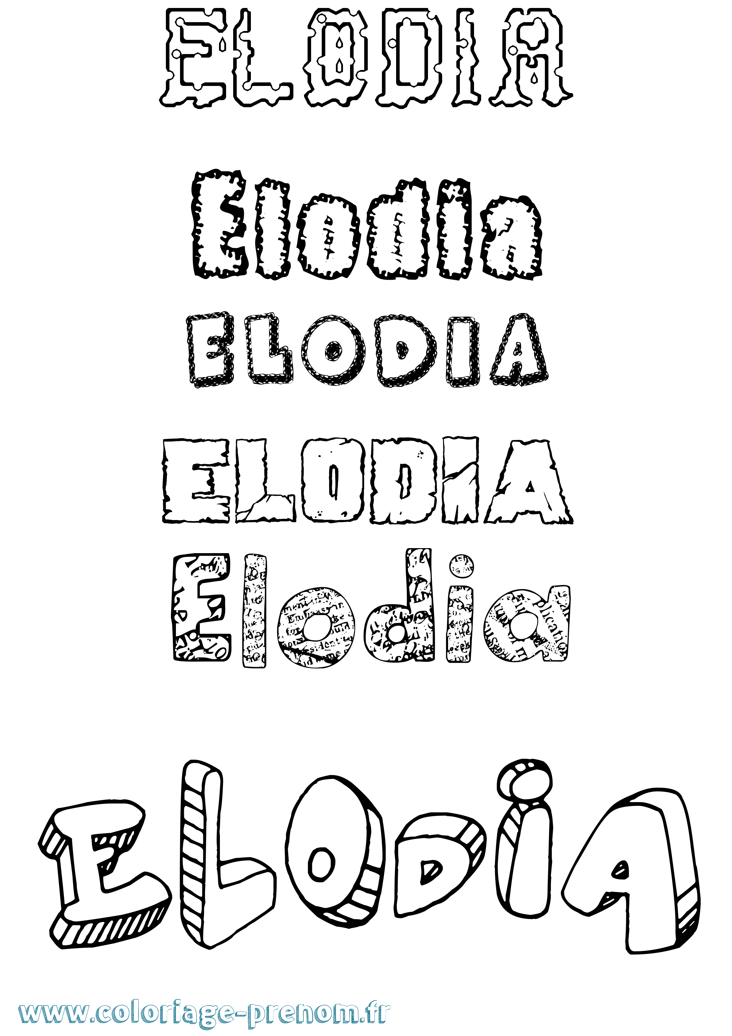 Coloriage prénom Elodia Destructuré