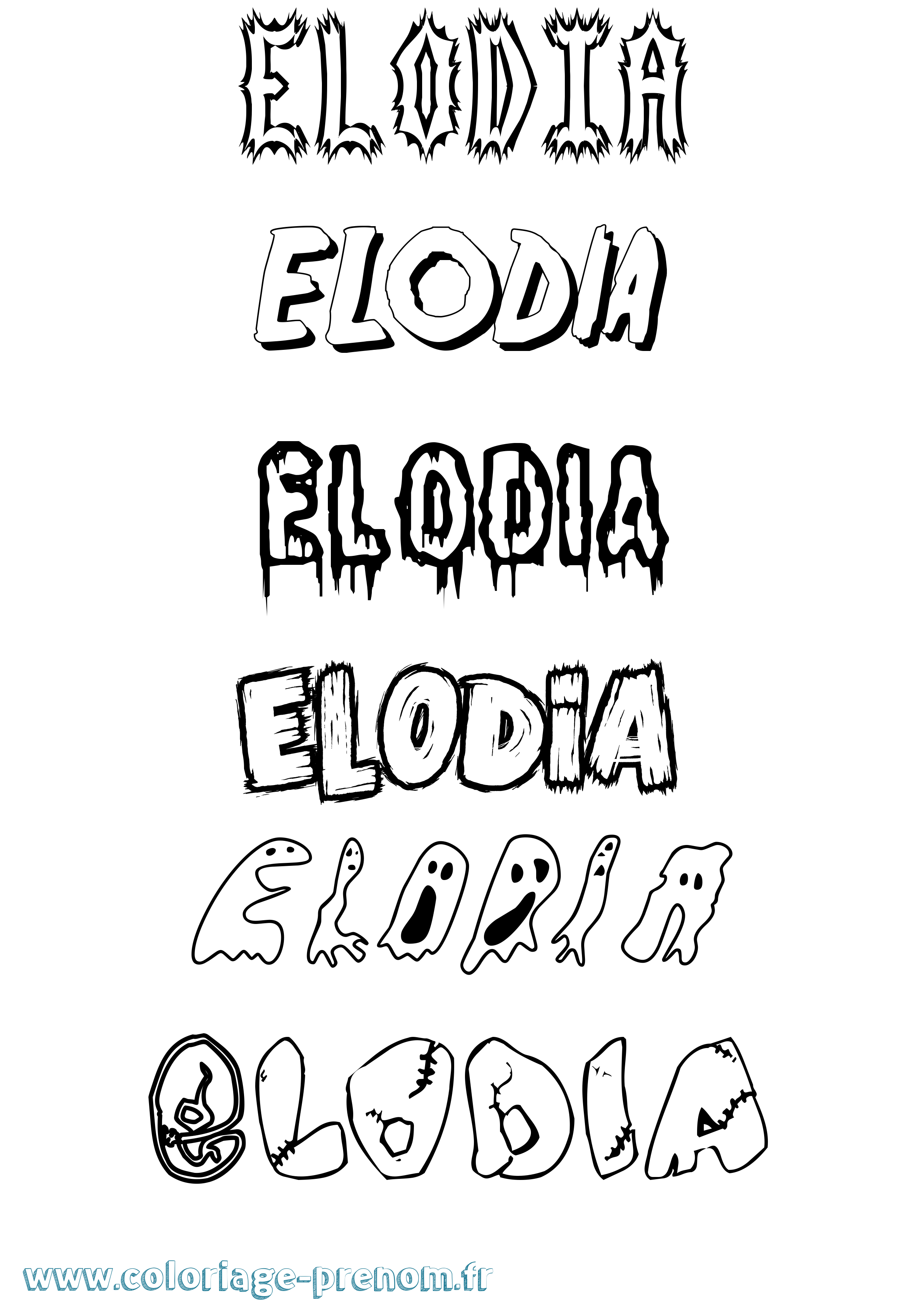 Coloriage prénom Elodia Frisson
