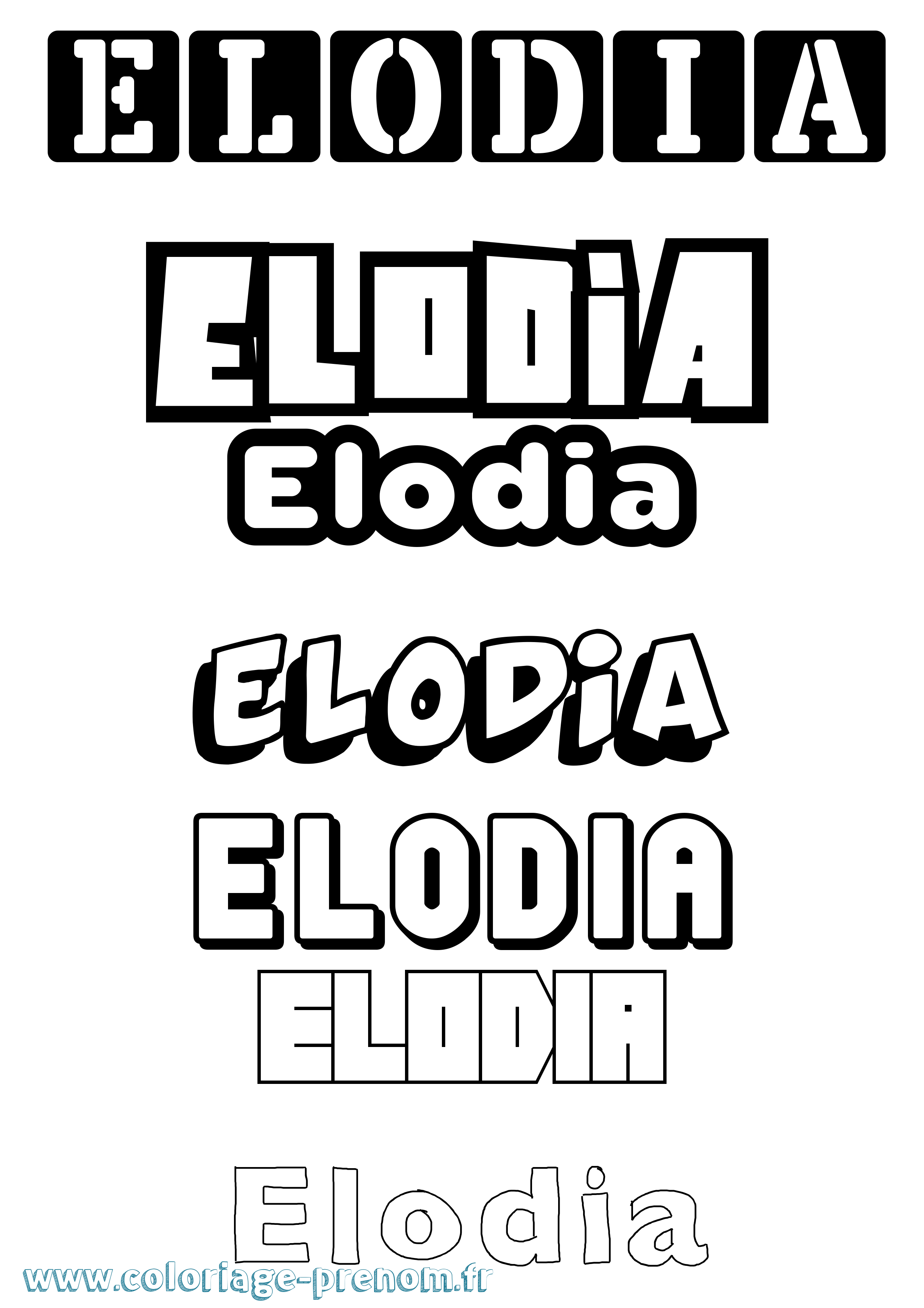 Coloriage prénom Elodia Simple