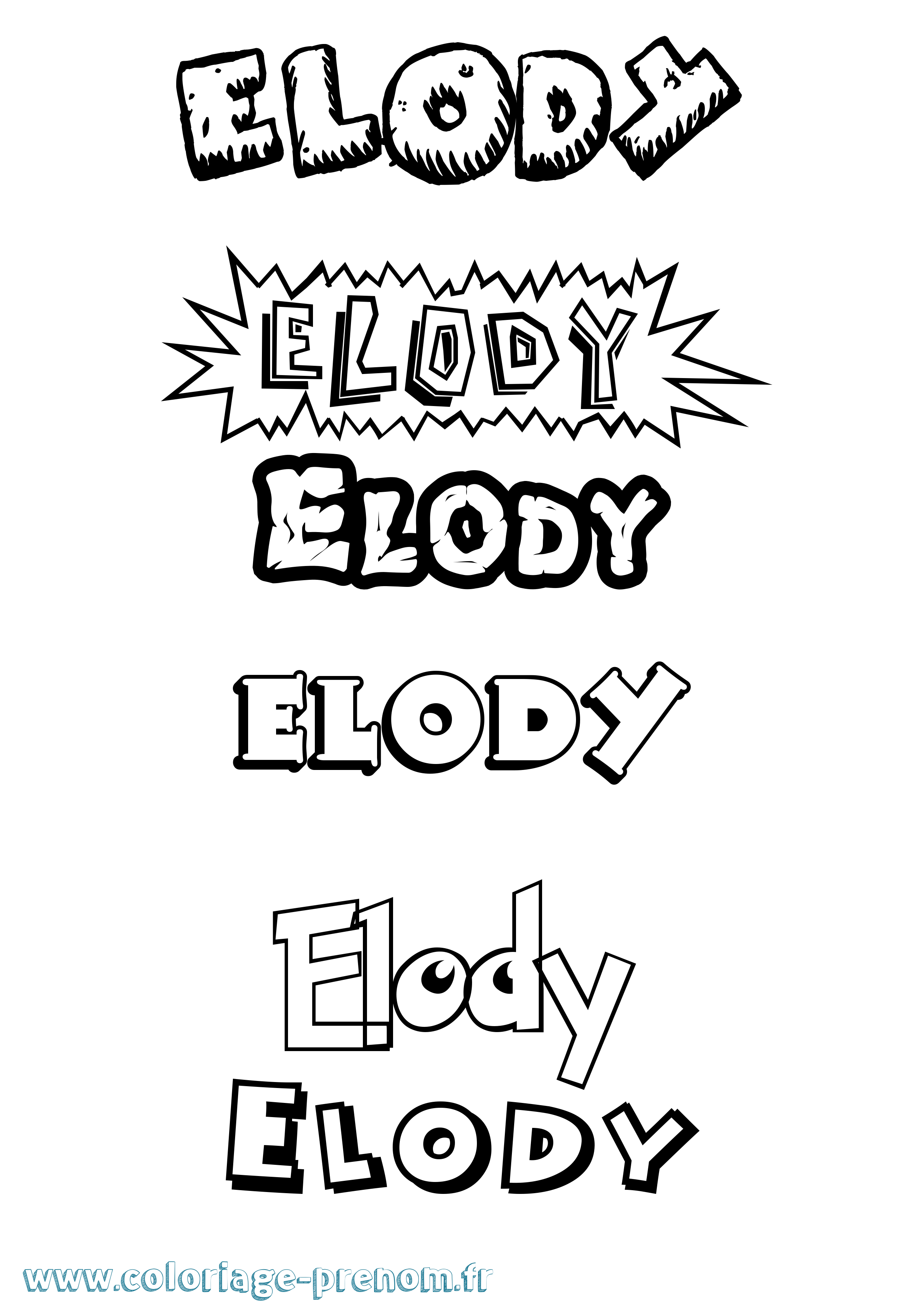 Coloriage prénom Elody Dessin Animé
