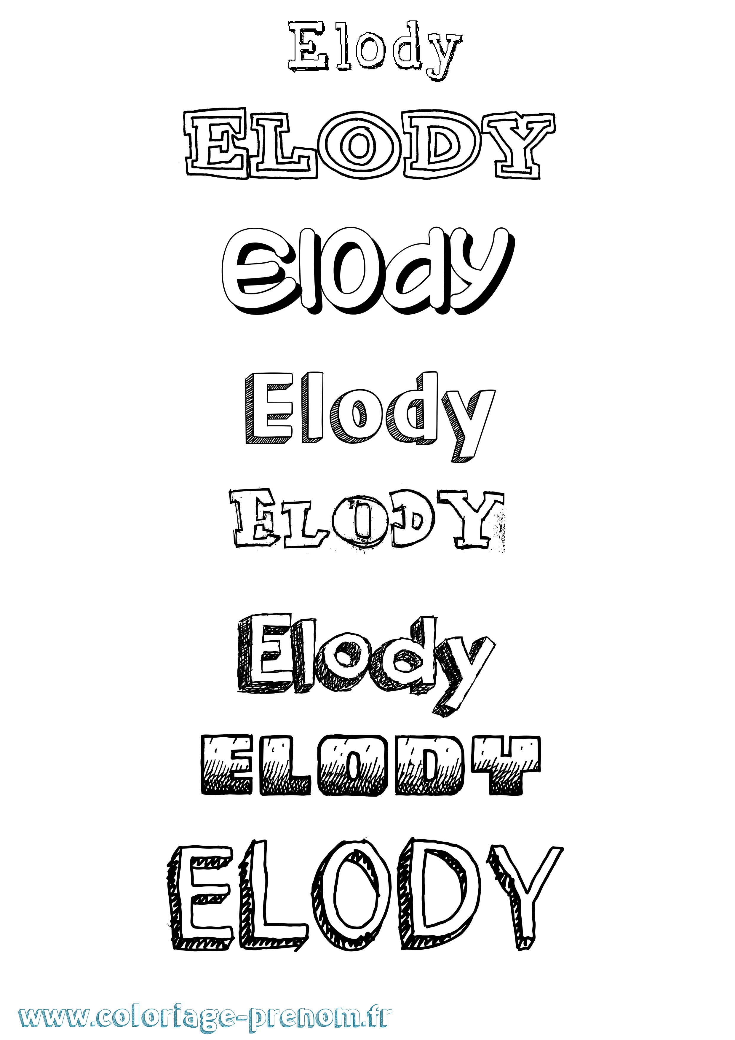 Coloriage prénom Elody Dessiné