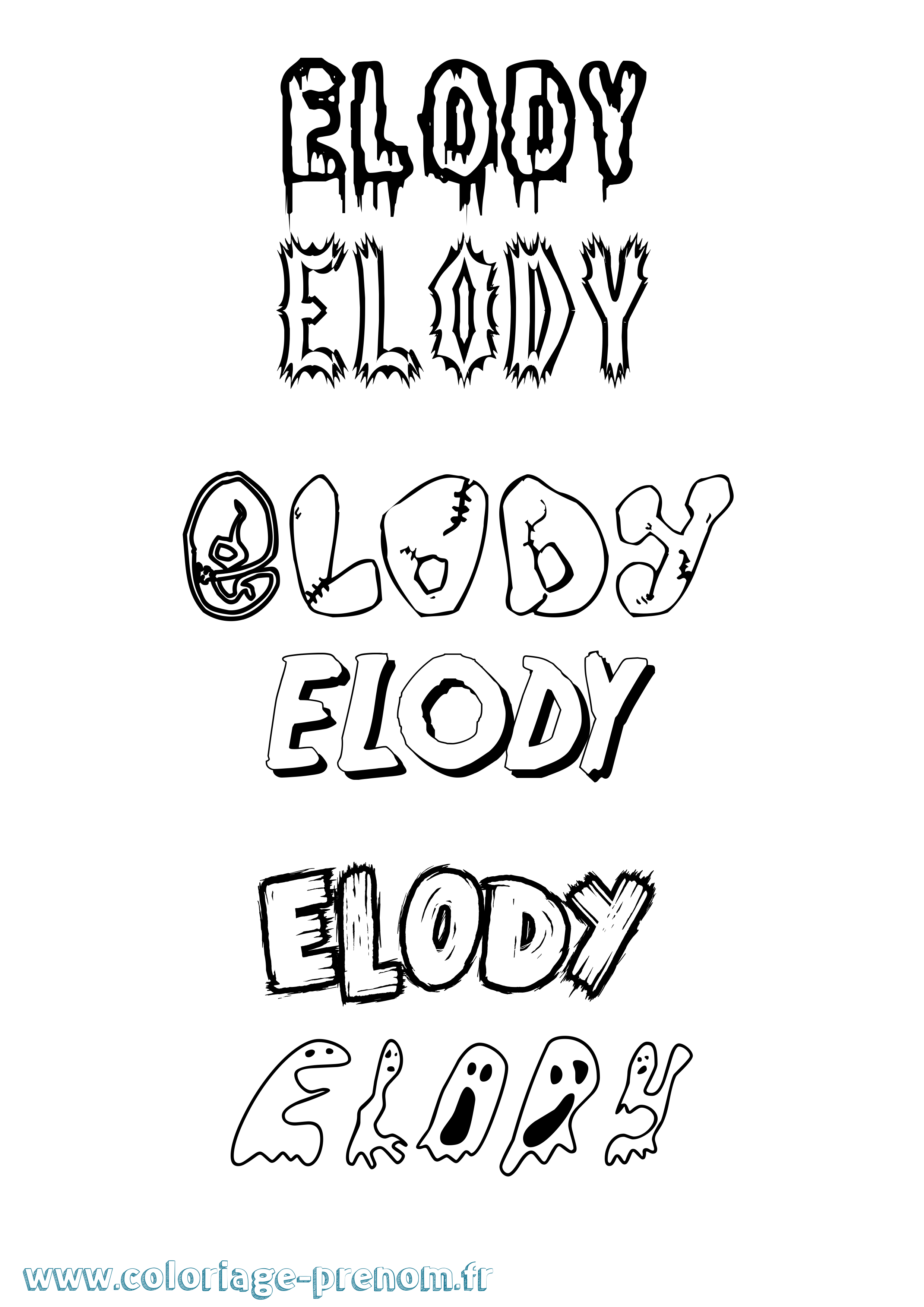 Coloriage prénom Elody Frisson