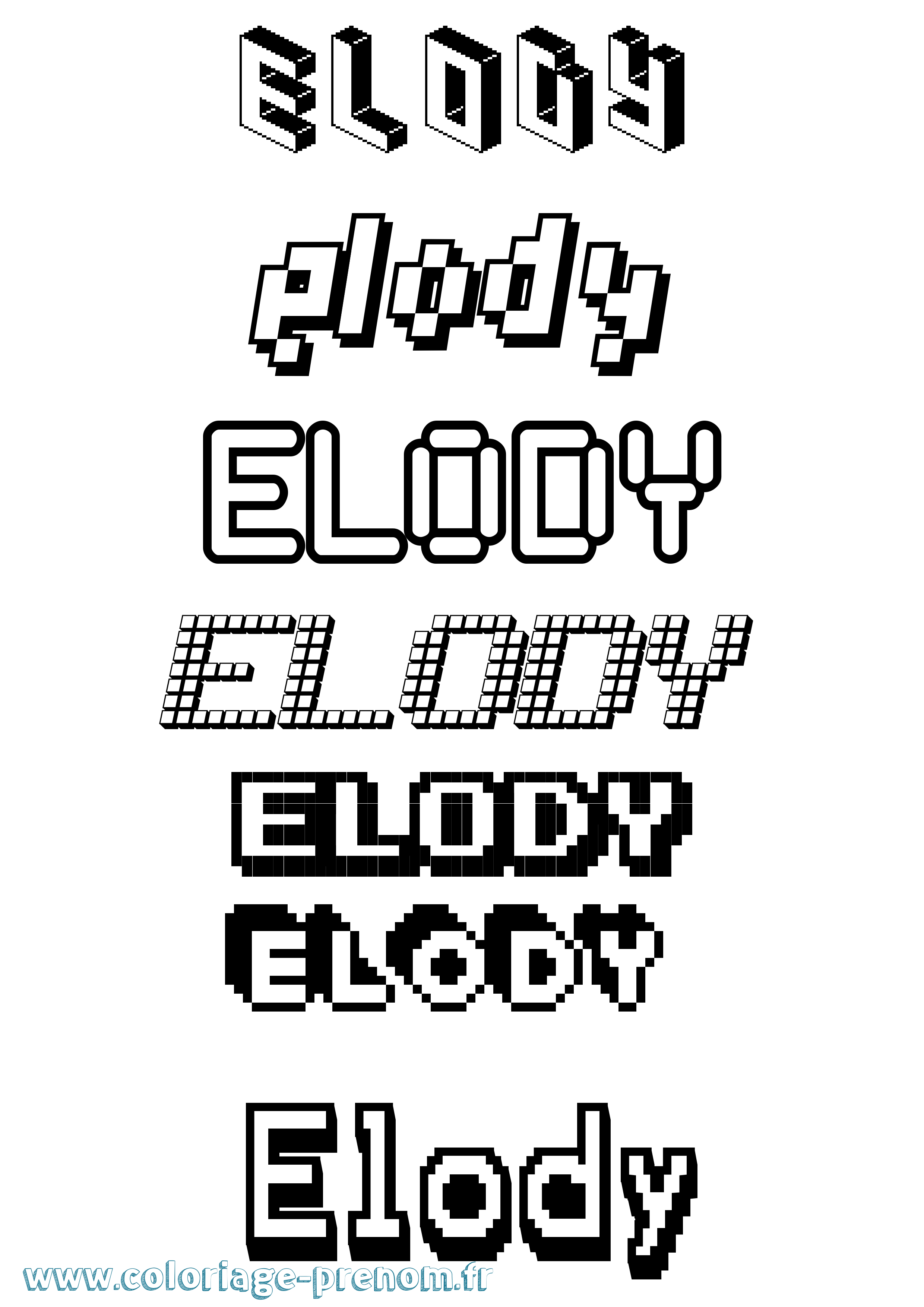 Coloriage prénom Elody Pixel