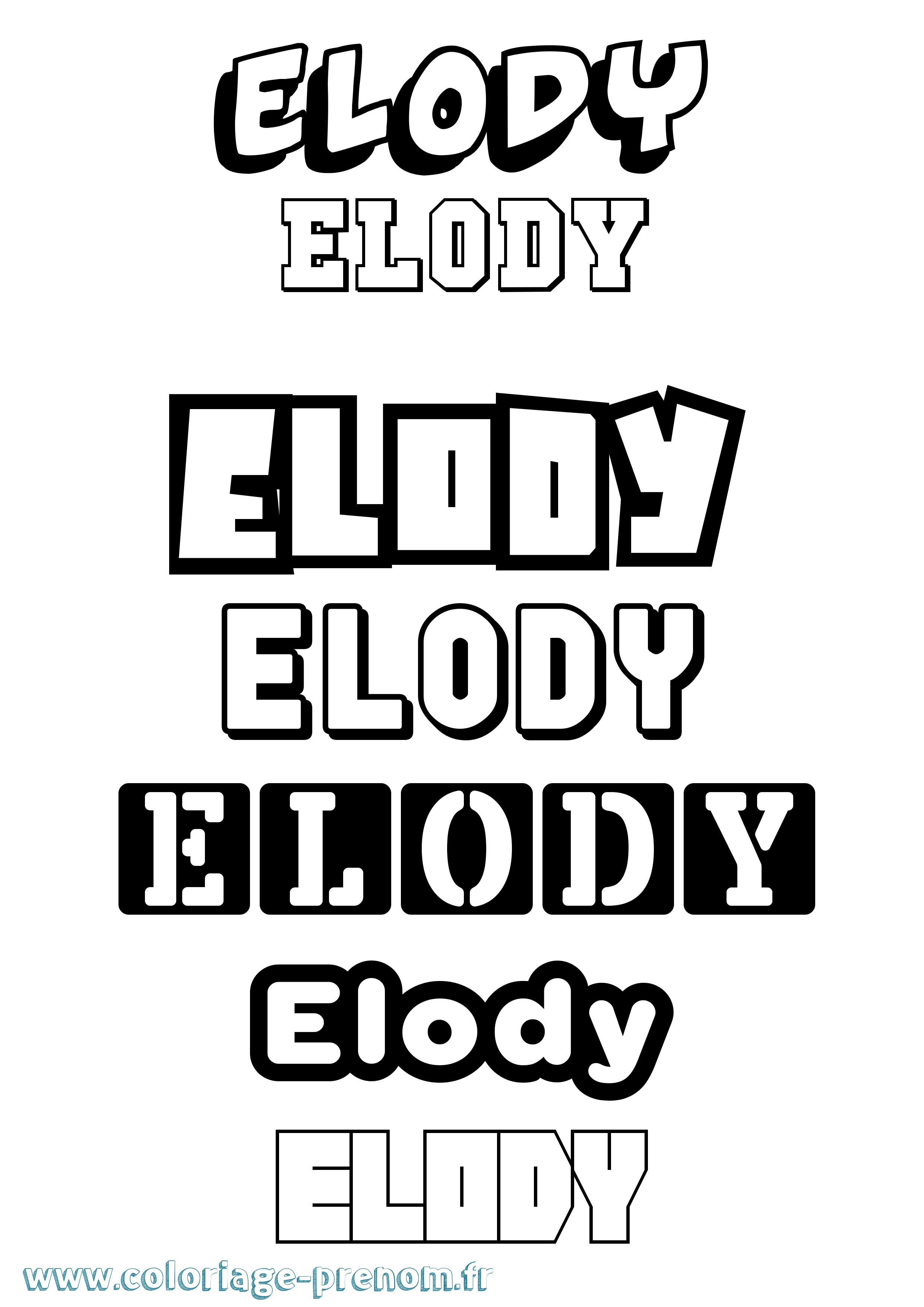 Coloriage prénom Elody Simple