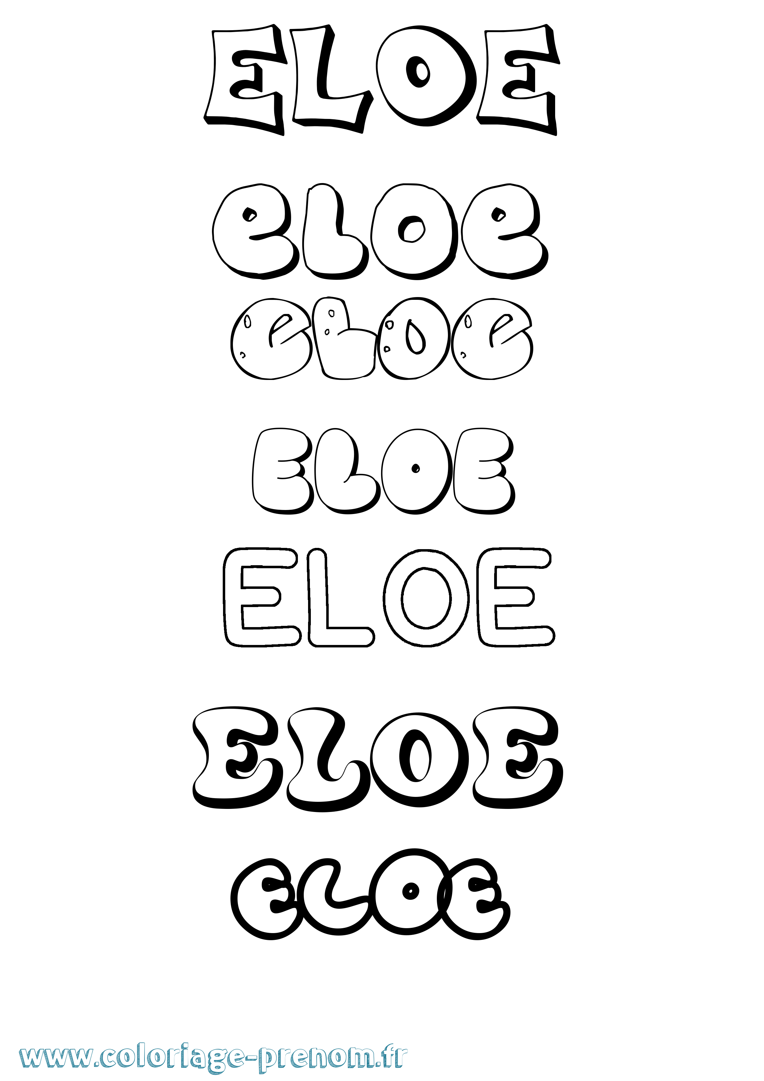 Coloriage prénom Eloe Bubble