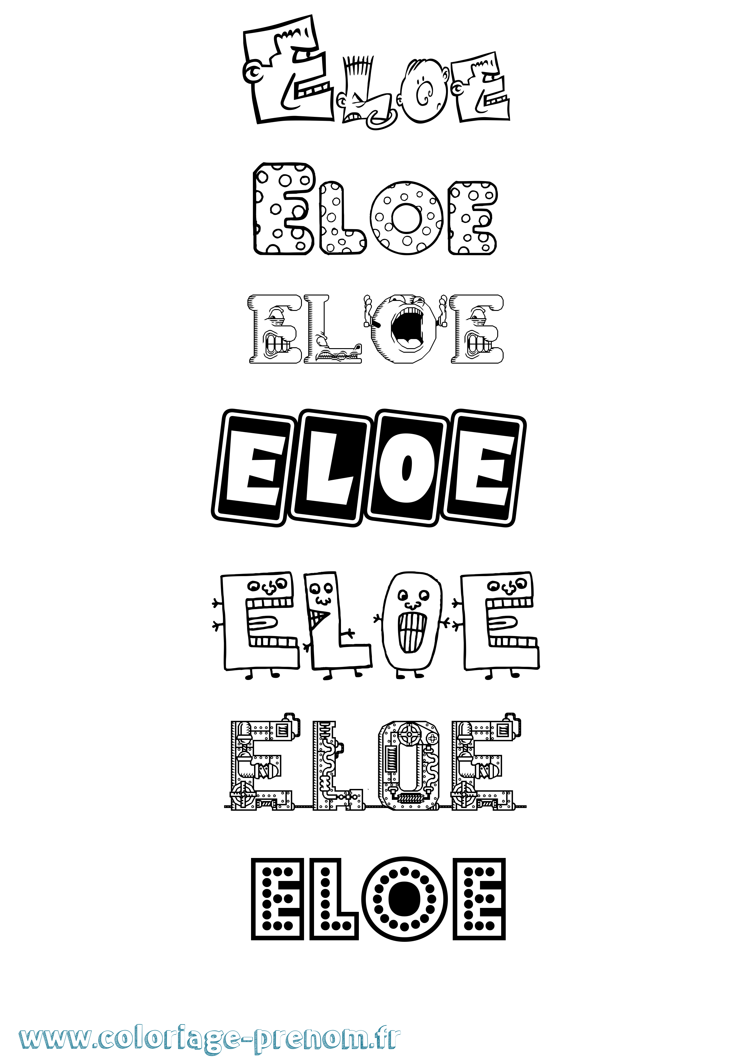 Coloriage prénom Eloe Fun