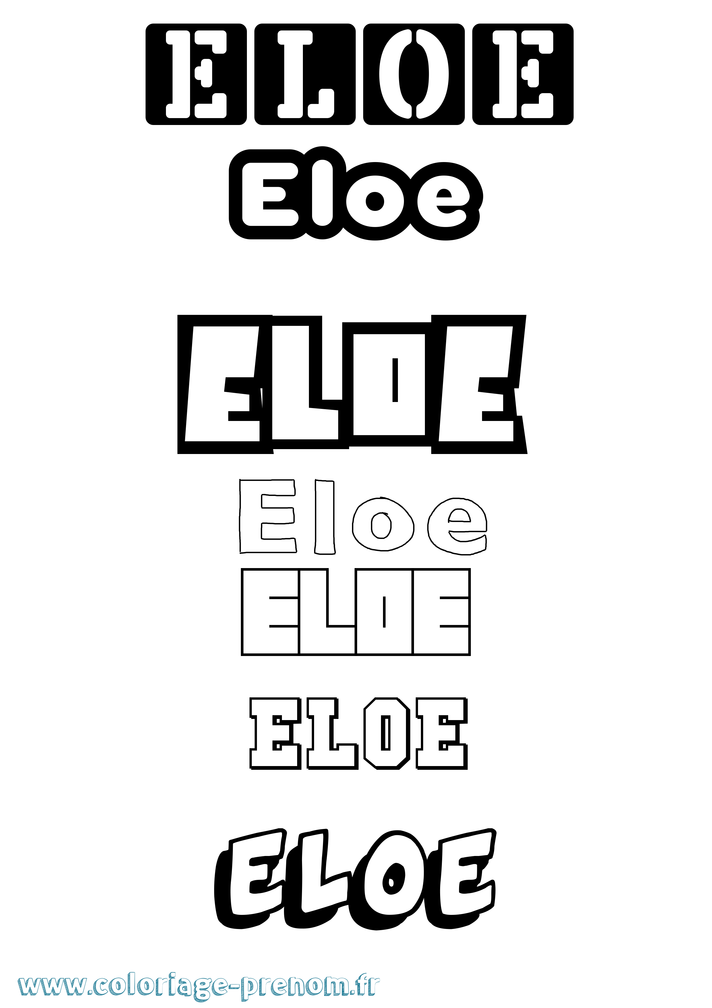 Coloriage prénom Eloe Simple