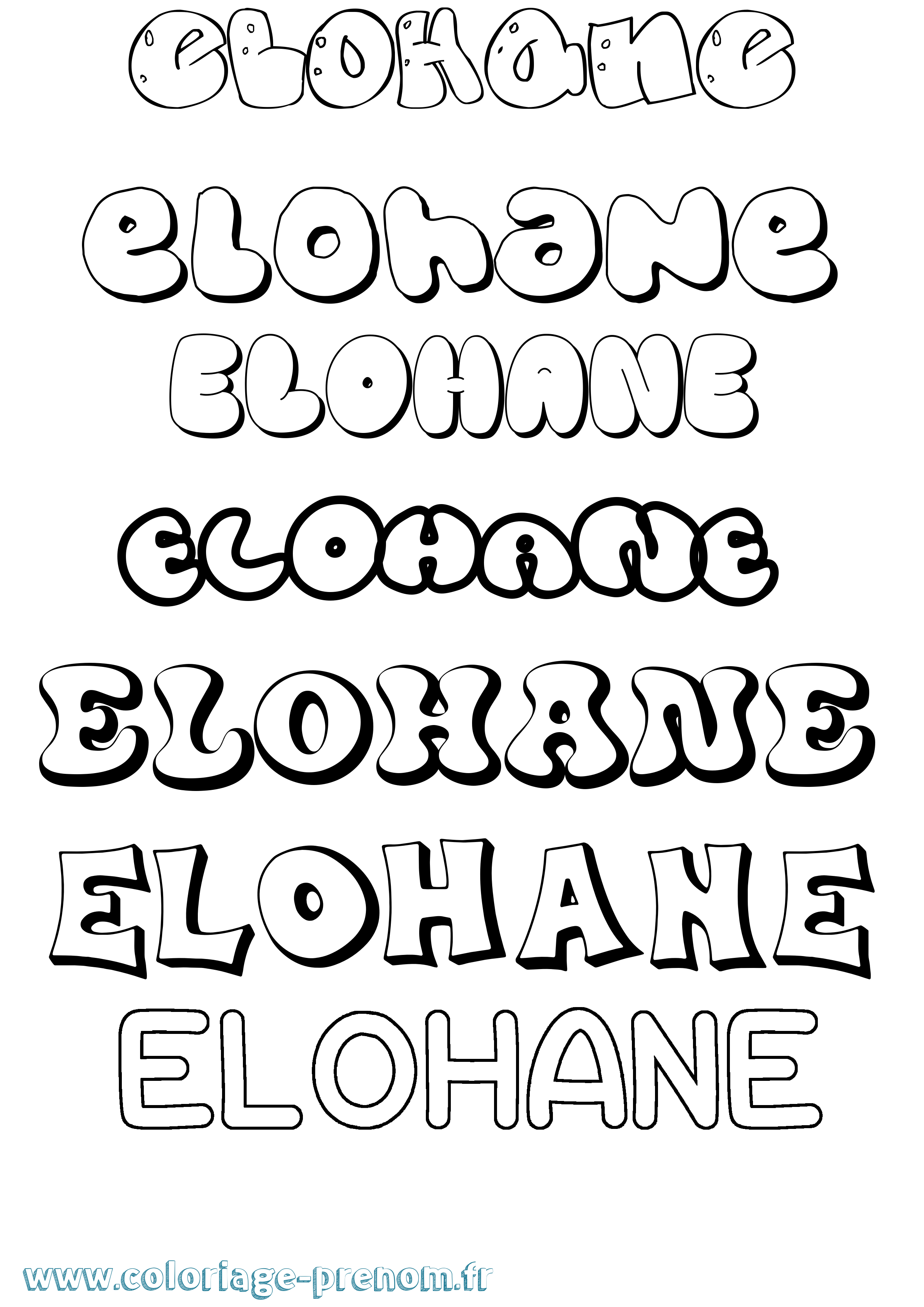 Coloriage prénom Elohane Bubble
