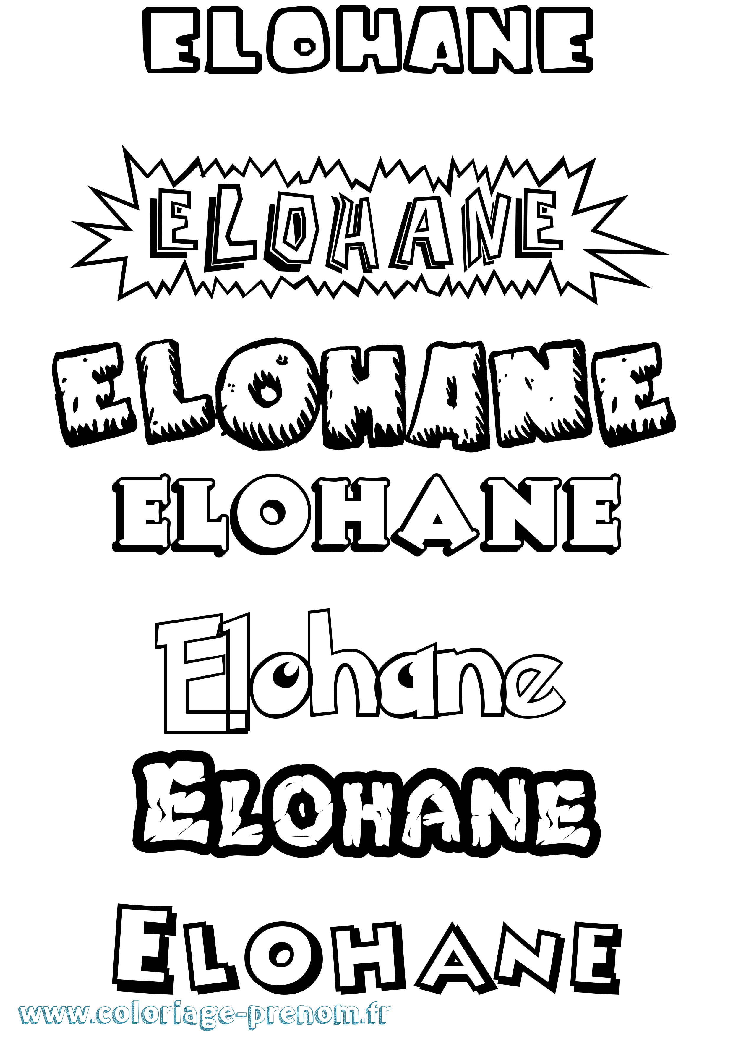 Coloriage prénom Elohane Dessin Animé