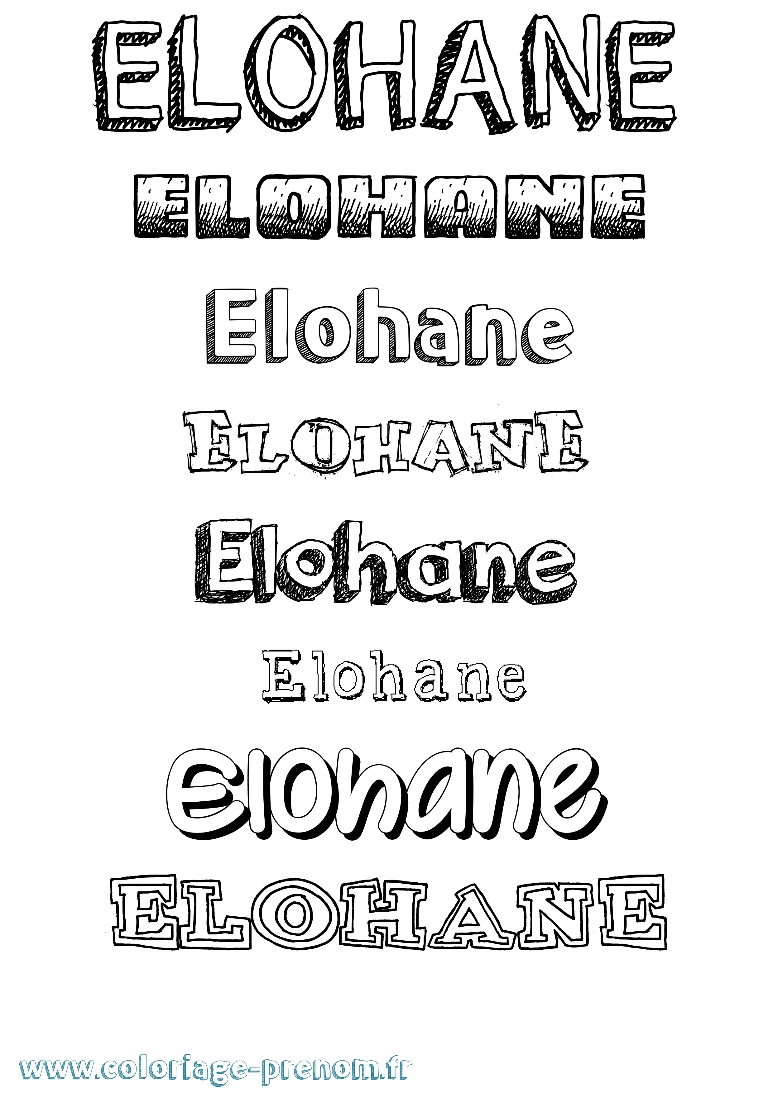 Coloriage prénom Elohane Dessiné