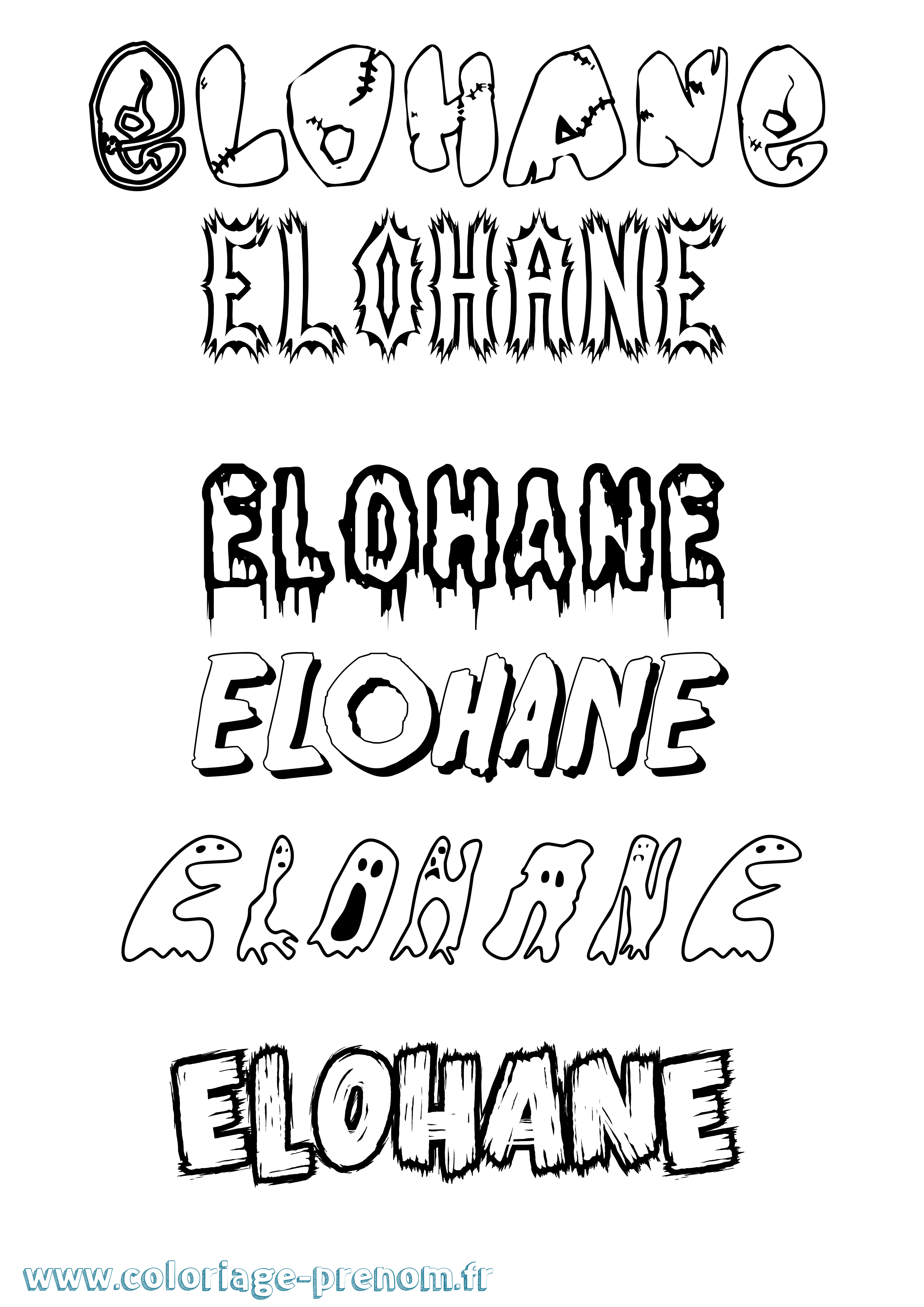 Coloriage prénom Elohane Frisson